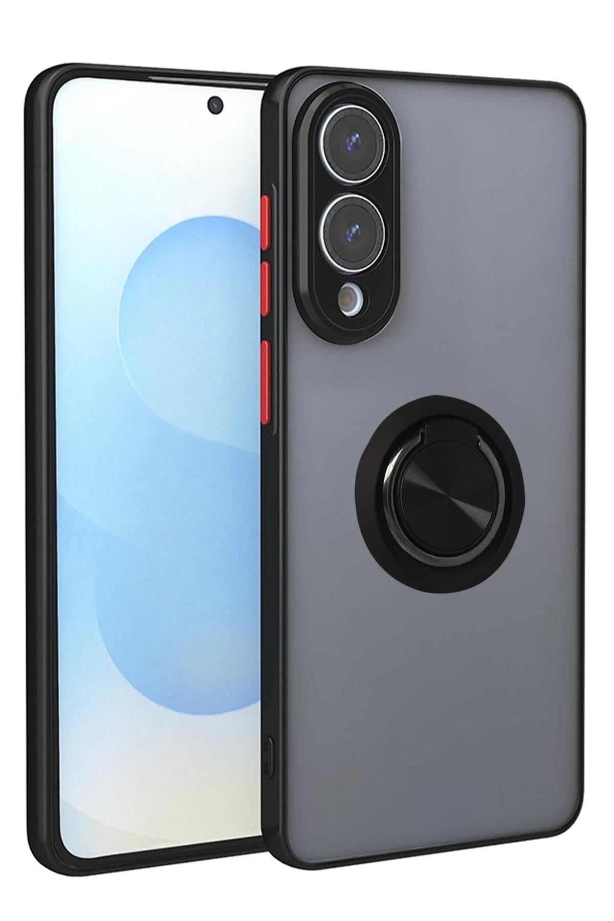 Mey İthalat®  Samsung Galaxy S25 Edge Kılıf Montreal Yüzüklü Silikon Kapak - Siyah