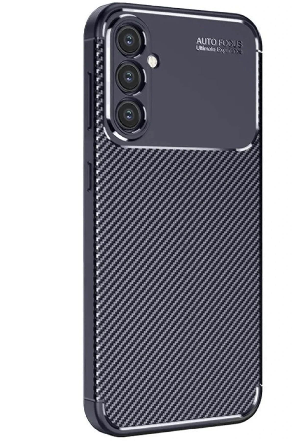 Mey İthalat®  Samsung Galaxy S25 Kılıf Auto Focus Karbon Kapak - Lacivert