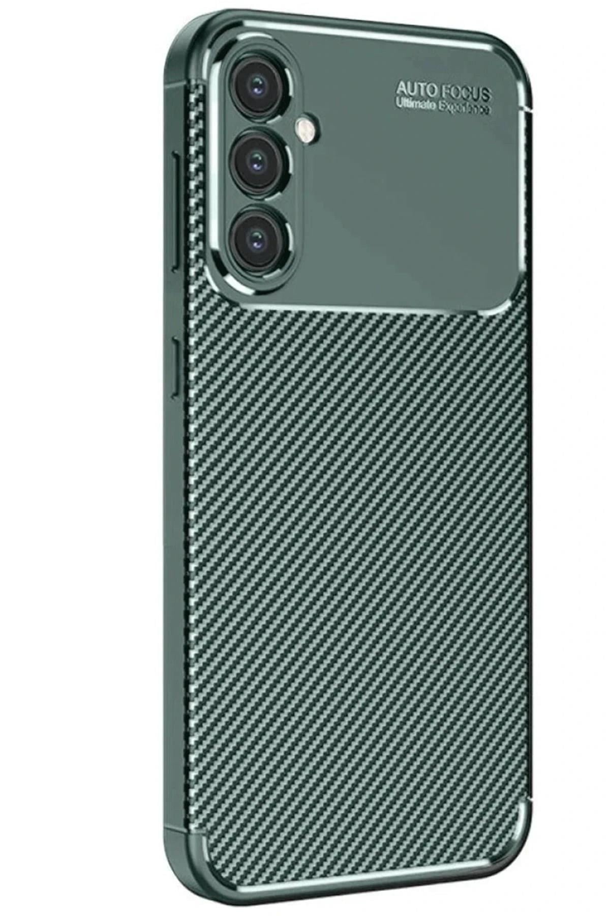 Mey İthalat®  Samsung Galaxy S25 Kılıf Auto Focus Karbon Kapak - Koyu Yeşil