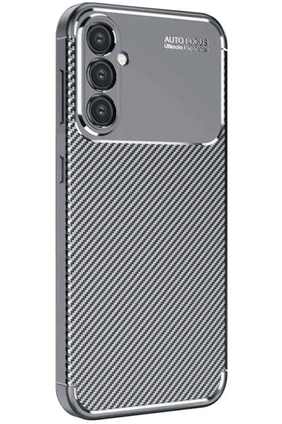 Mey İthalat®  Samsung Galaxy S25 Plus Kılıf Auto Focus Karbon Kapak - Gri