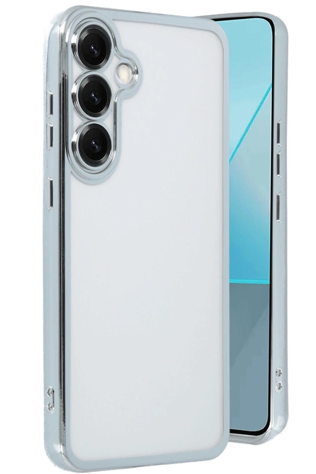 Mey İthalat®  Samsung Galaxy S25 Plus Kılıf  Lensli Silikon - Gümüş