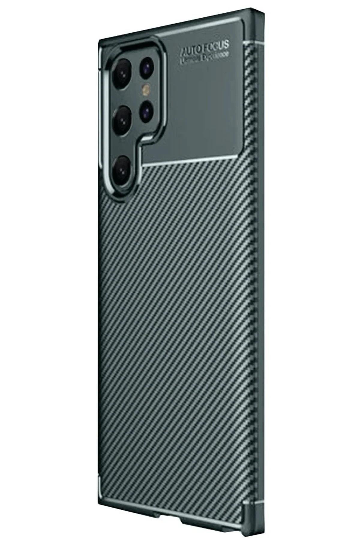 Mey İthalat®  Samsung Galaxy S25 Ultra Kılıf Auto Focus Karbon Kapak - Koyu Yeşil