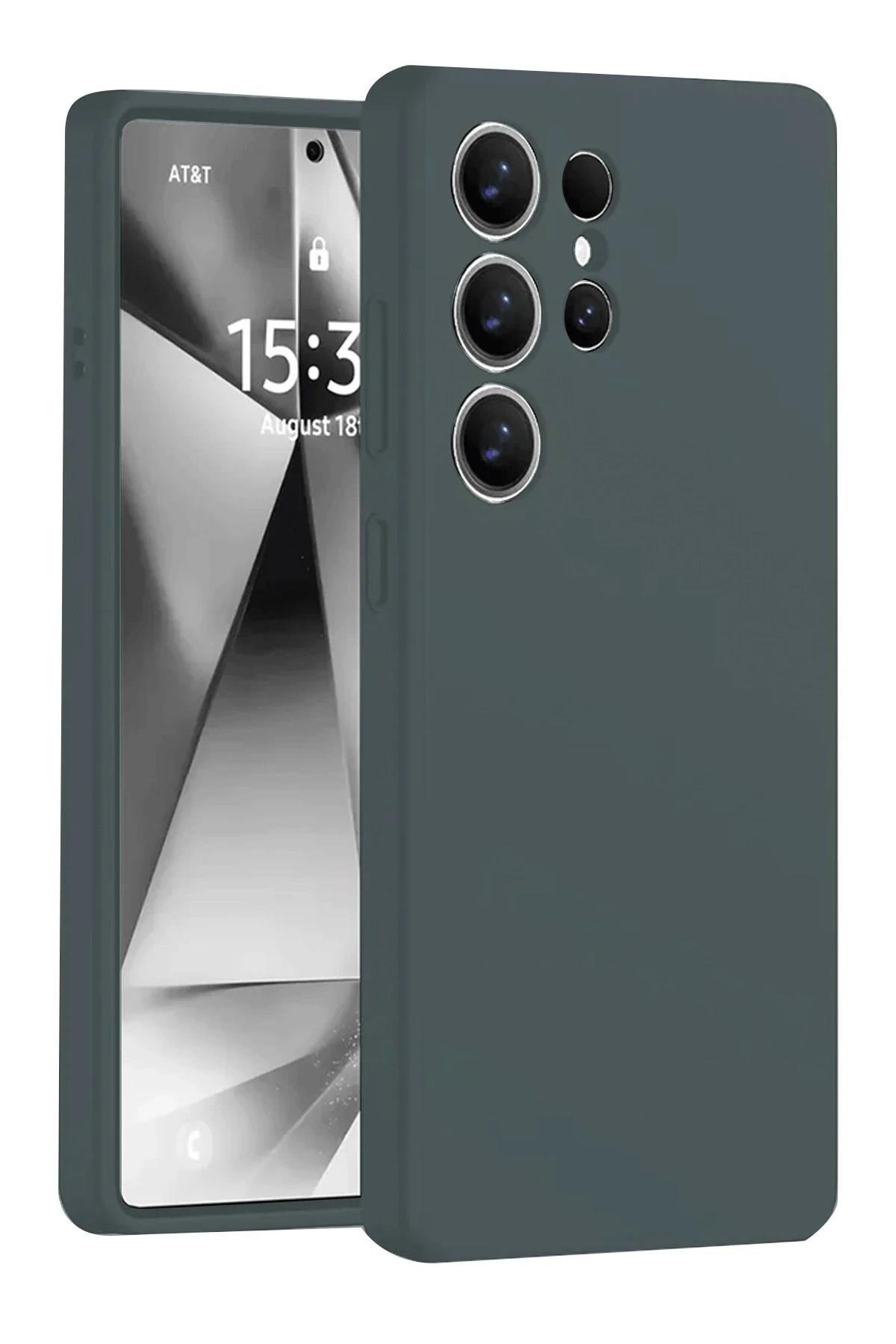 Mey İthalat®  Samsung Galaxy S25 Ultra Kılıf Nano içi Kadife Silikon - Koyu Yeşil