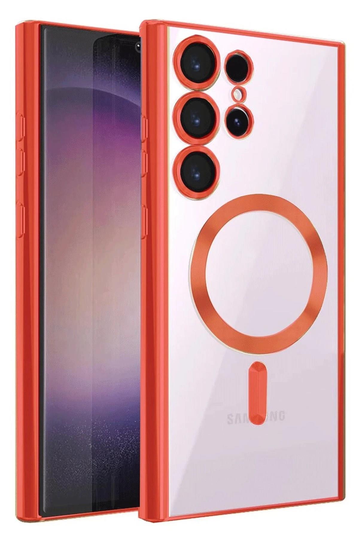 Mey İthalat®  Samsung Galaxy S25 Ultra Kılıf Kross Magneticsafe Kapak - Kırmızı