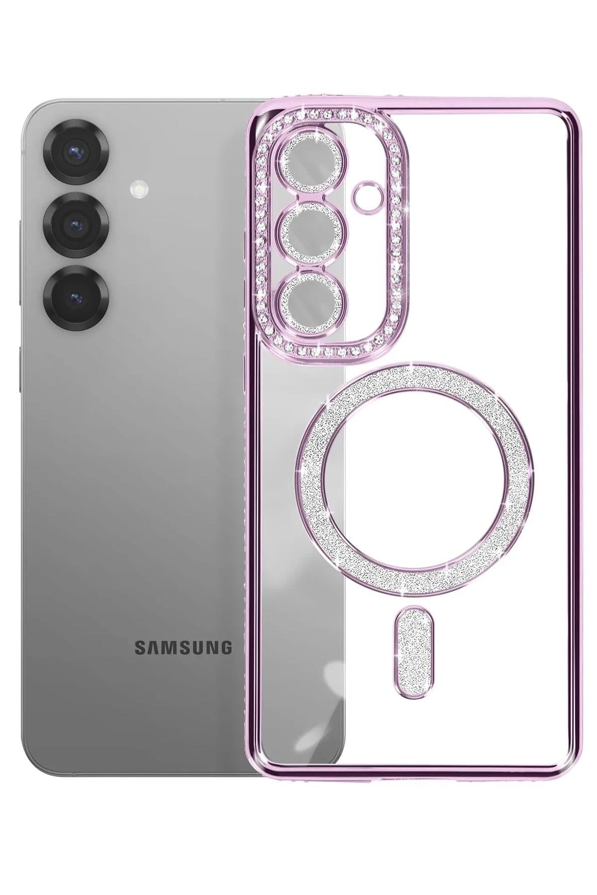 Mey İthalat®  Samsung Galaxy S26 Joke Simli Magneticsafe Kılıf - Derin Mor
