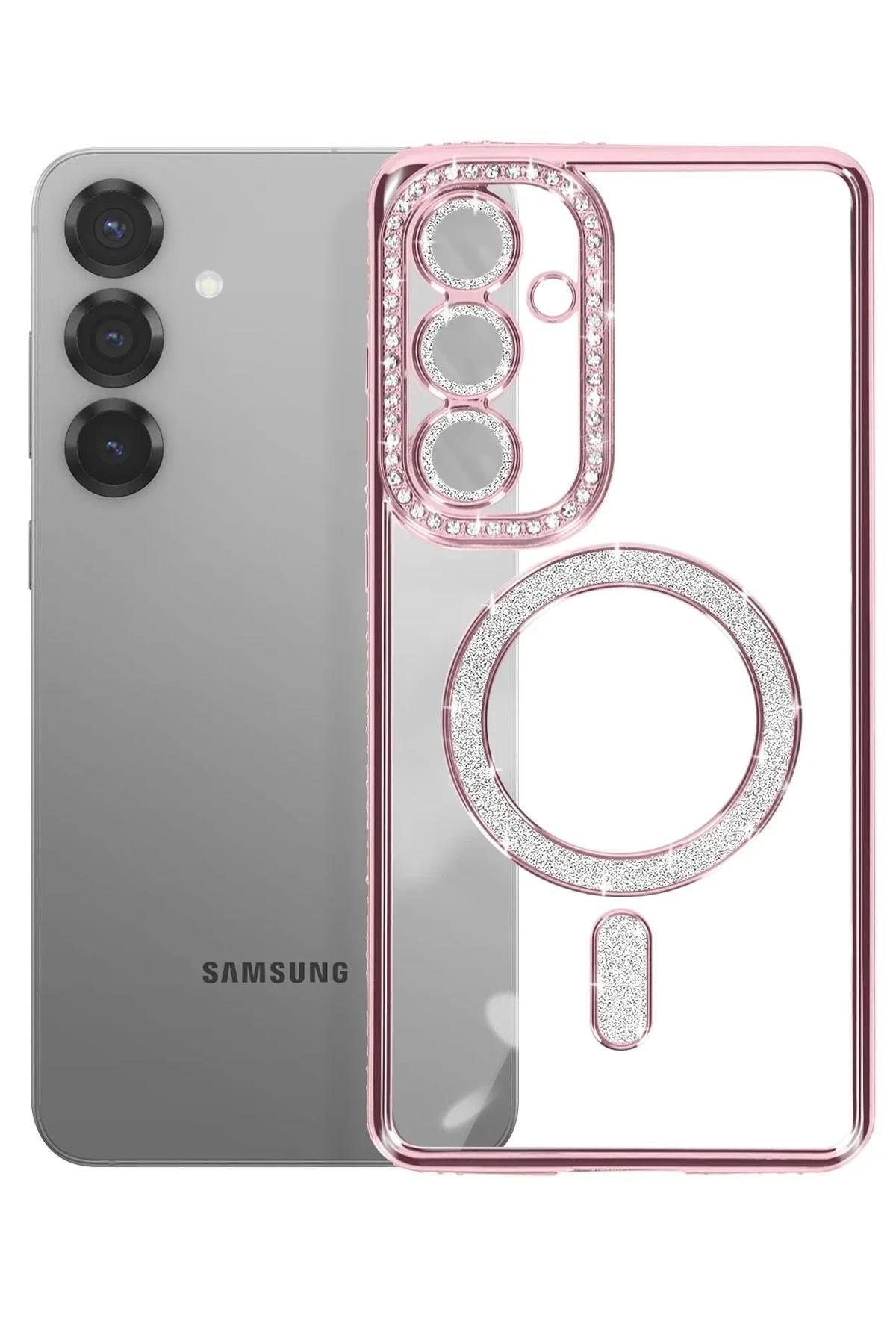 Mey İthalat®  Samsung Galaxy S26 Joke Simli Magneticsafe Kılıf - Pembe