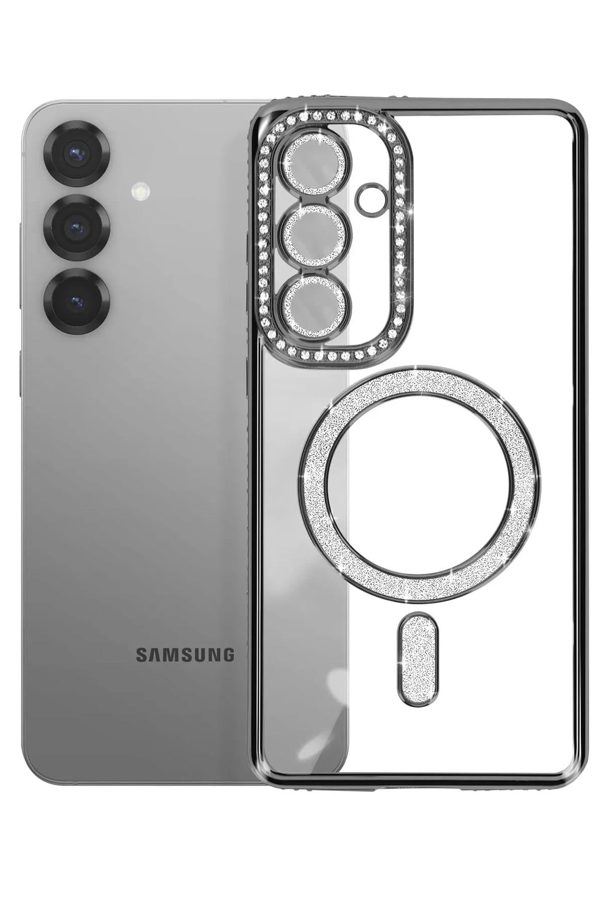 Mey İthalat®  Samsung Galaxy S26 Plus Joke Simli Magneticsafe Kılıf - Siyah