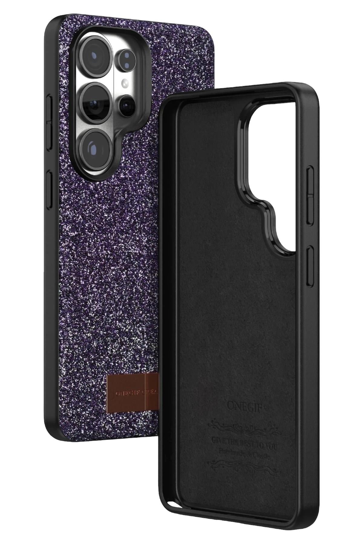 Mey İthalat®  Samsung Galaxy S26 Ultra Bright Simli Kapak - Derin Mor