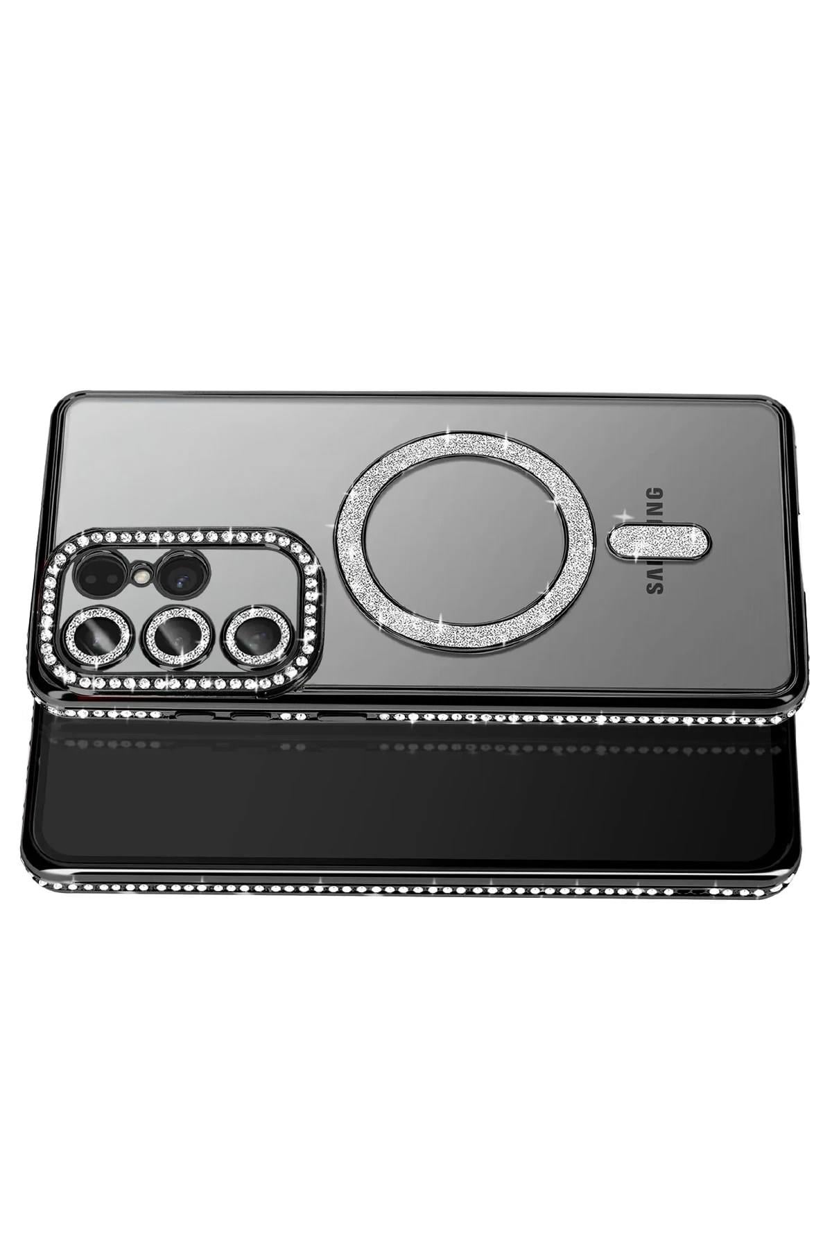 Mey İthalat®  Samsung Galaxy S26 Ultra Joke Simli Magneticsafe Kılıf - Siyah