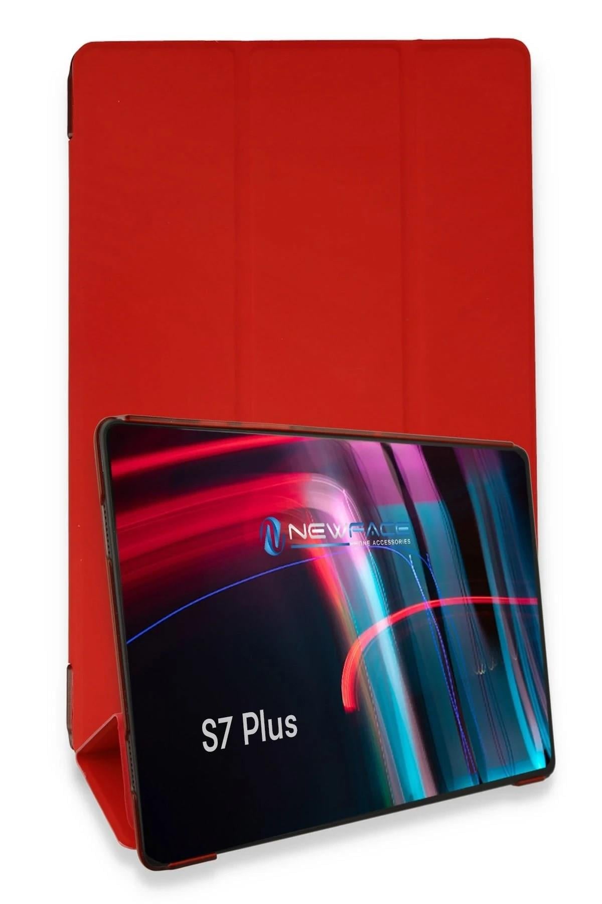 Mey İthalat®  Samsung Galaxy T970 Tab S7 Plus 12.4 Kılıf Tablet Smart Kılıf - Kırmızı
