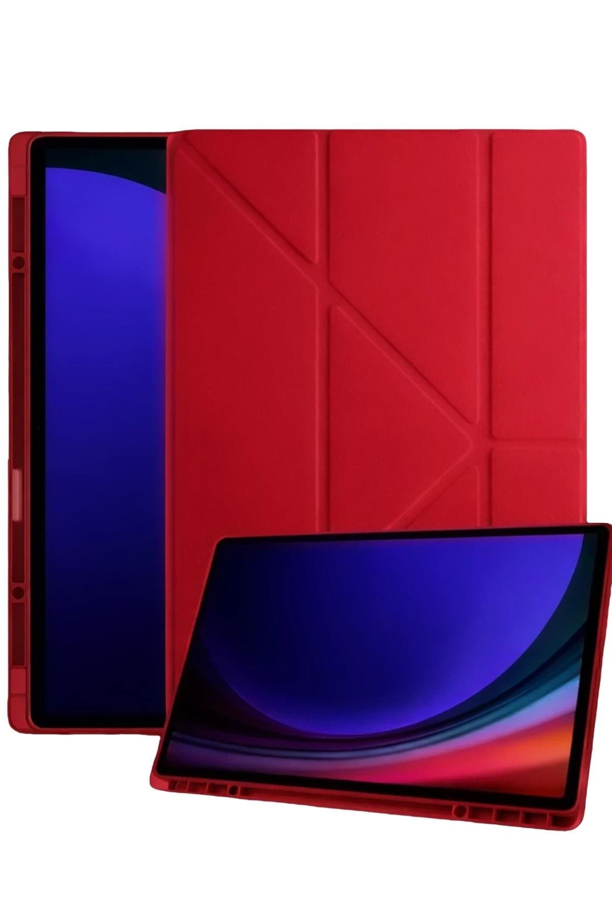 Mey İthalat®  Samsung Galaxy Tab A11 Plus Kalemlikli Mars Tablet Kılıfı - Kırmızı