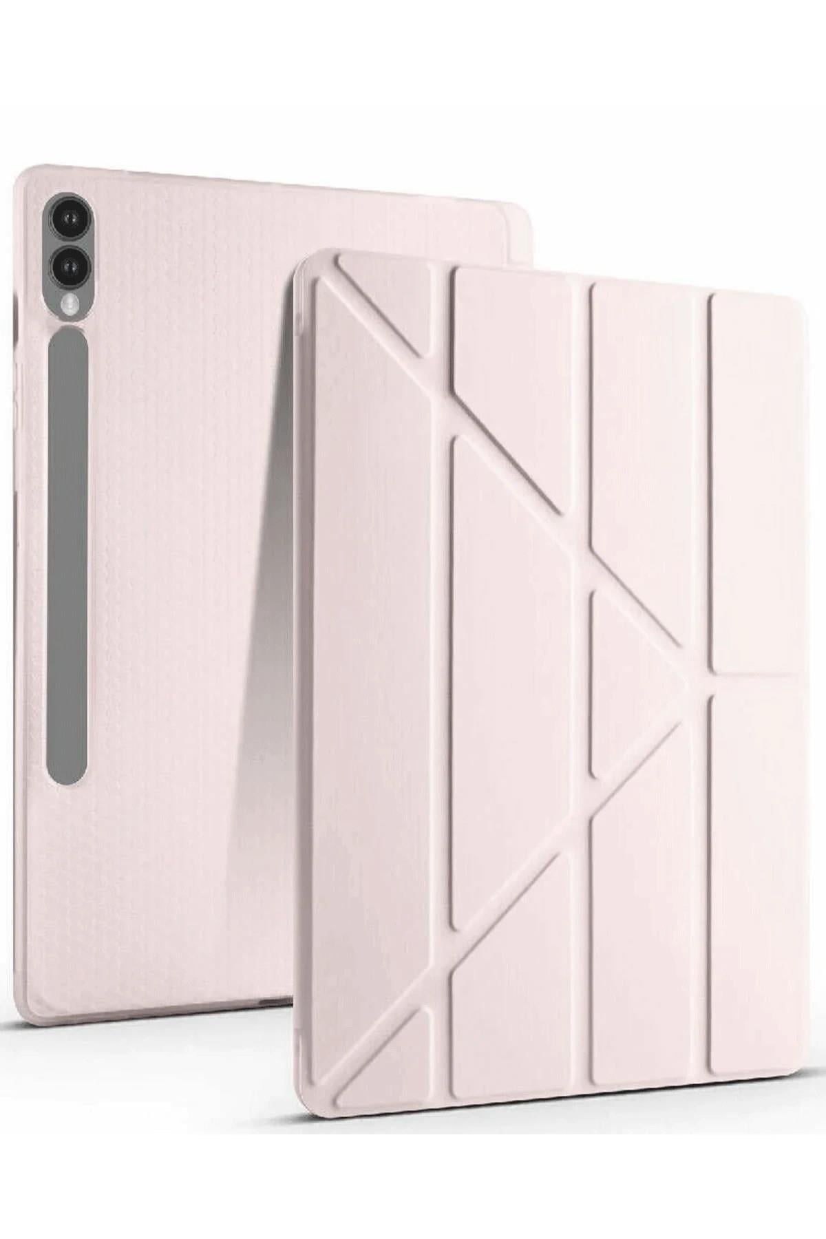 Mey İthalat®  Samsung Galaxy X610 Tab S9 FE Plus 12.4 Kılıf Kalemlikli Mars Tablet Kılıfı - Rose Gold