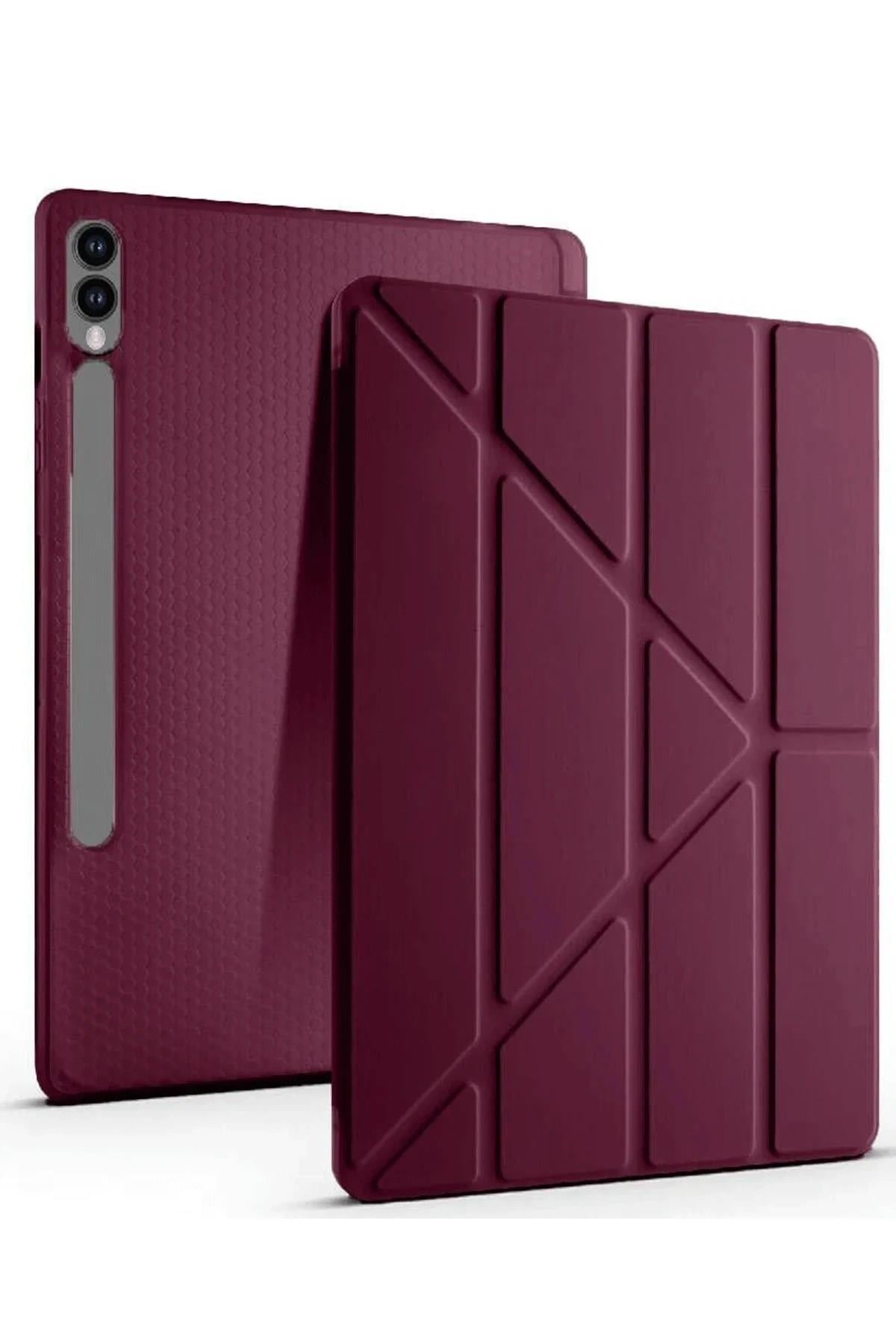 Mey İthalat®  Samsung Galaxy X610 Tab S9 FE Plus 12.4 Kılıf Kalemlikli Mars Tablet Kılıfı - Mürdüm