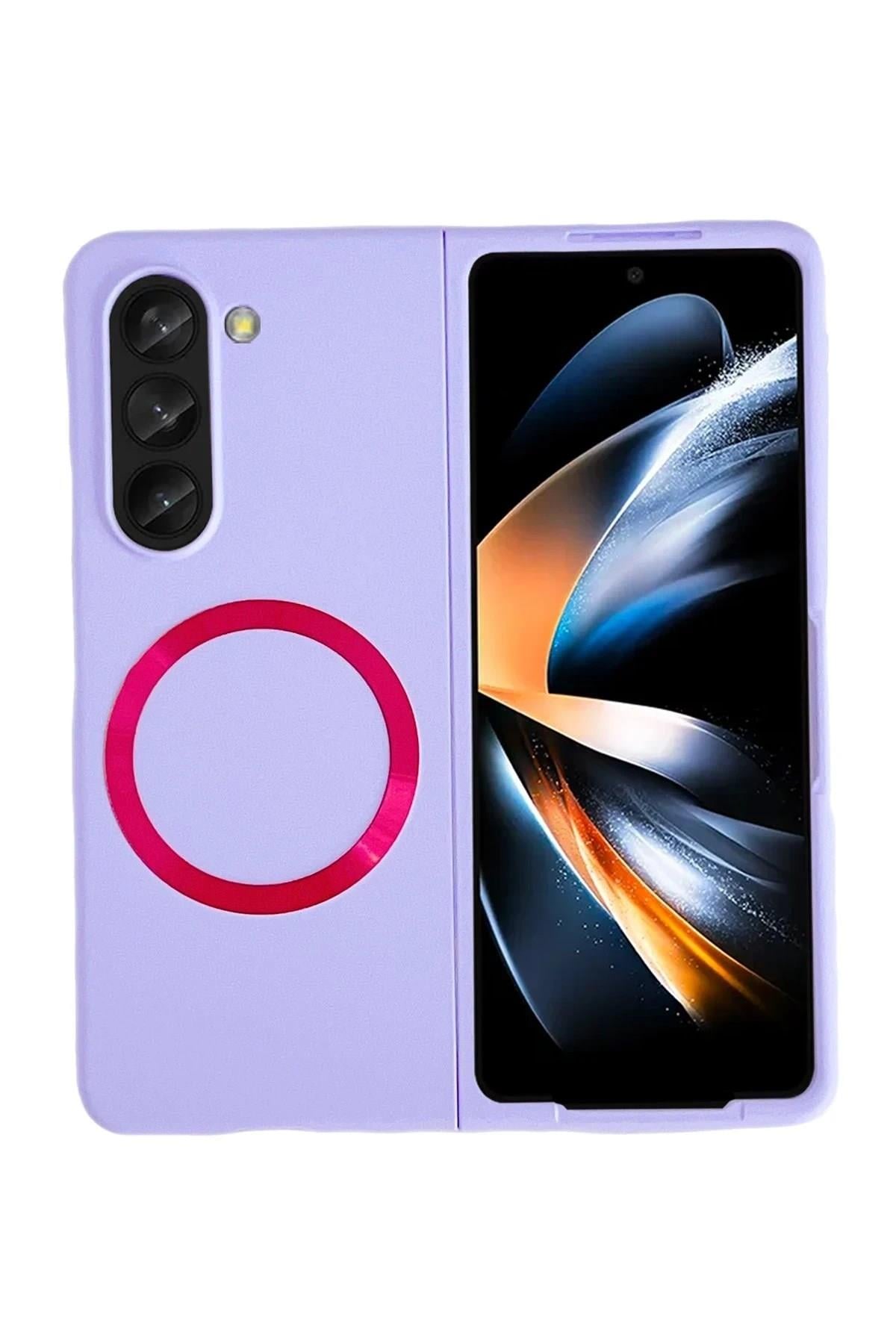 Mey İthalat®  Samsung Galaxy Z Fold 5 Kılıf Mata Fold Kapak - Lila