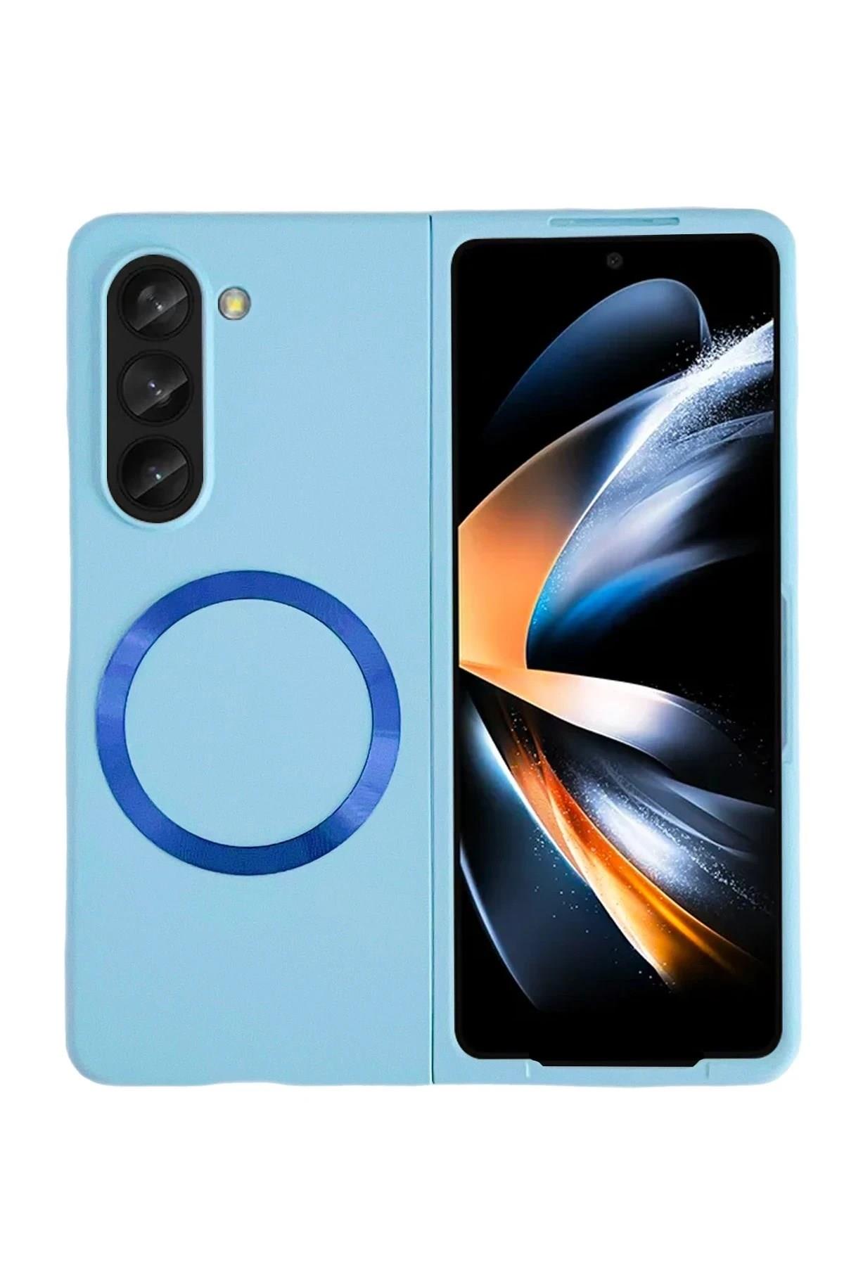 Mey İthalat®  Samsung Galaxy Z Fold 5 Kılıf Mata Fold Kapak - Sierra Blue