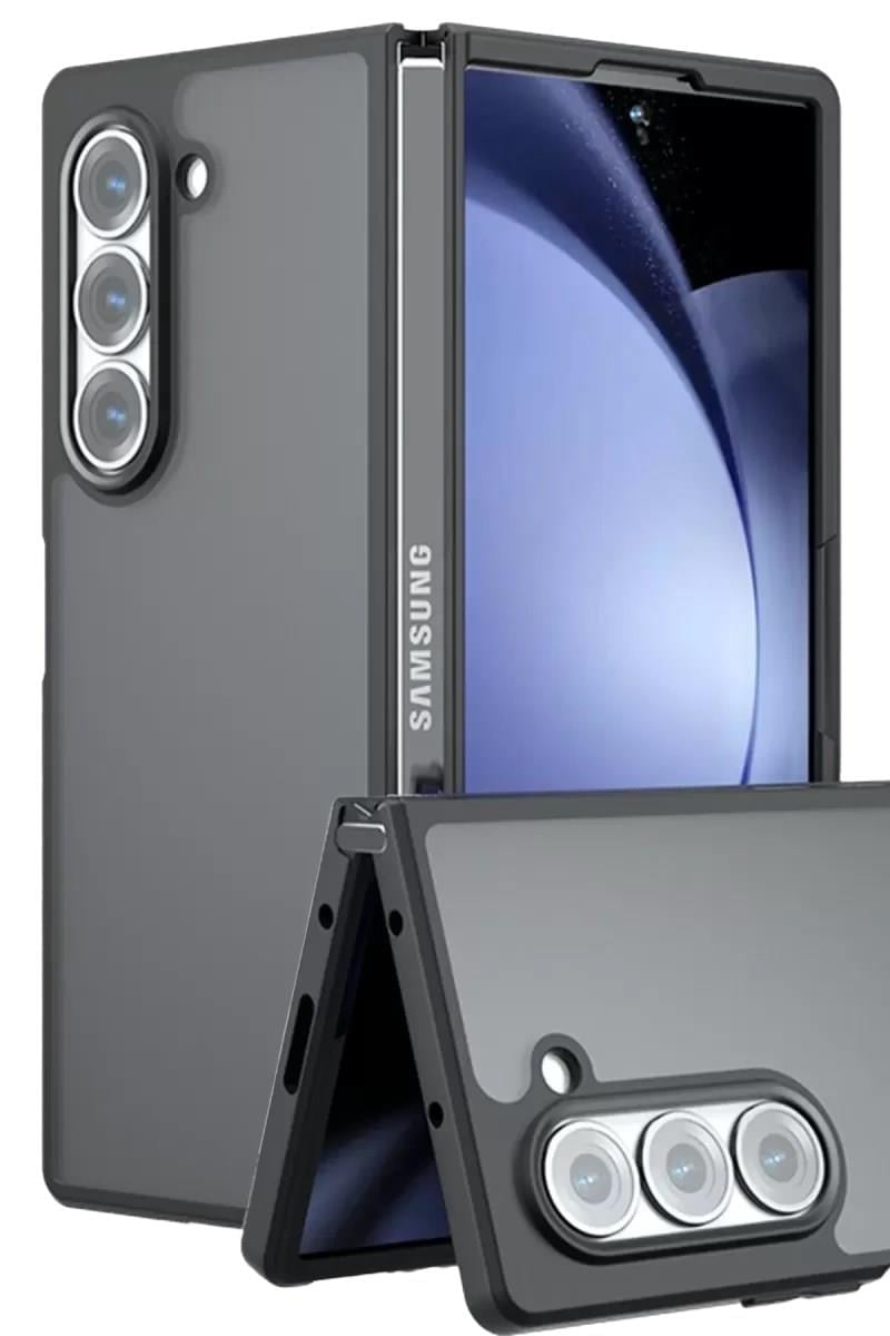 Mey İthalat®  Samsung Galaxy Z Fold 5 Kılıf Blur Fold Kapak - Mat Siyah