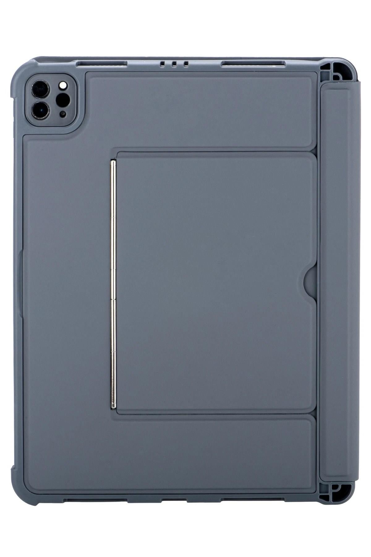 Mey İthalat®  T5510D iPad Pro 13 (2024) Kılıf Palermo Ledli Klavyeli Standlı Tablet Kılıfı - Siyah