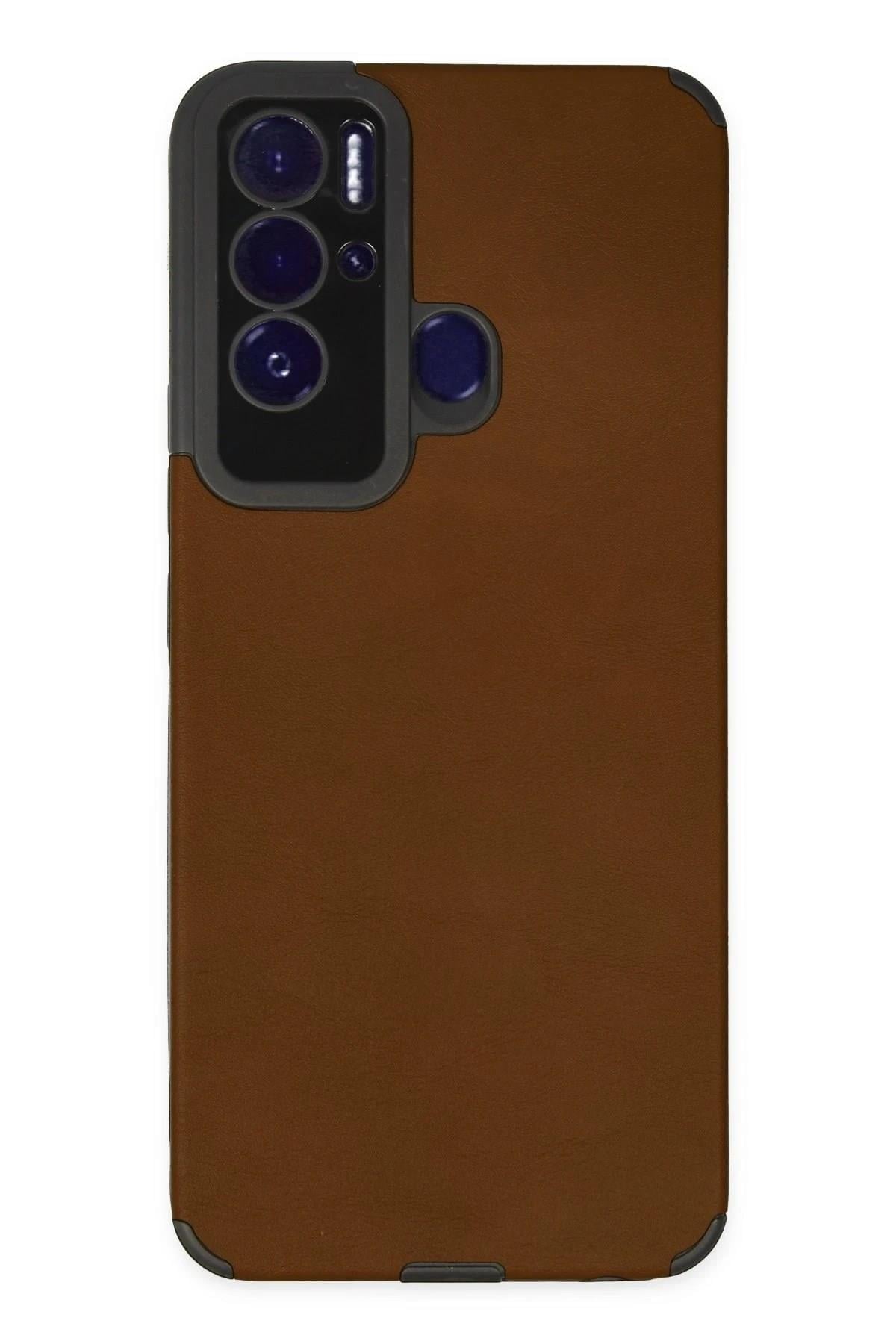 Mey İthalat®  Tecno Pova Neo Kılıf Loop Deri Silikon - Kahverengi