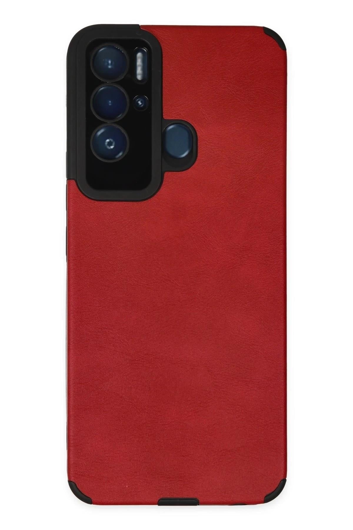 Mey İthalat®  Tecno Pova Neo Kılıf Loop Deri Silikon - Kırmızı