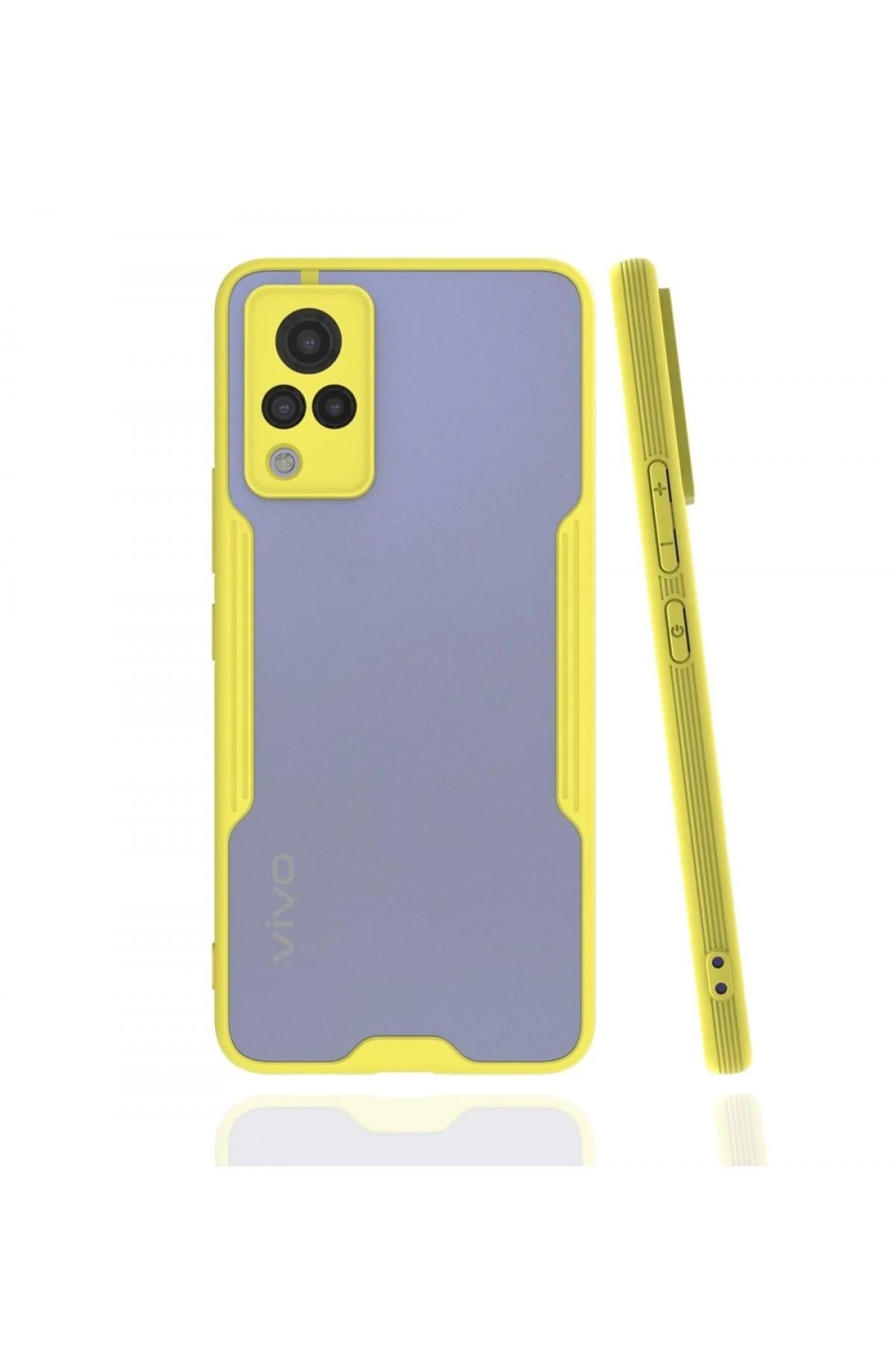 Mey İthalat®  Vivo V21 Kılıf Platin Silikon - Sarı
