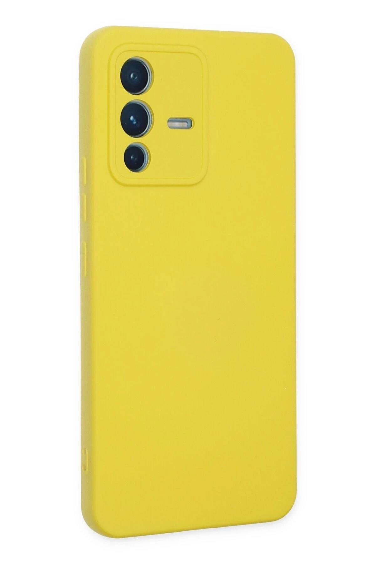 Mey İthalat®  Vivo V23 5G Kılıf Nano içi Kadife Silikon - Sarı