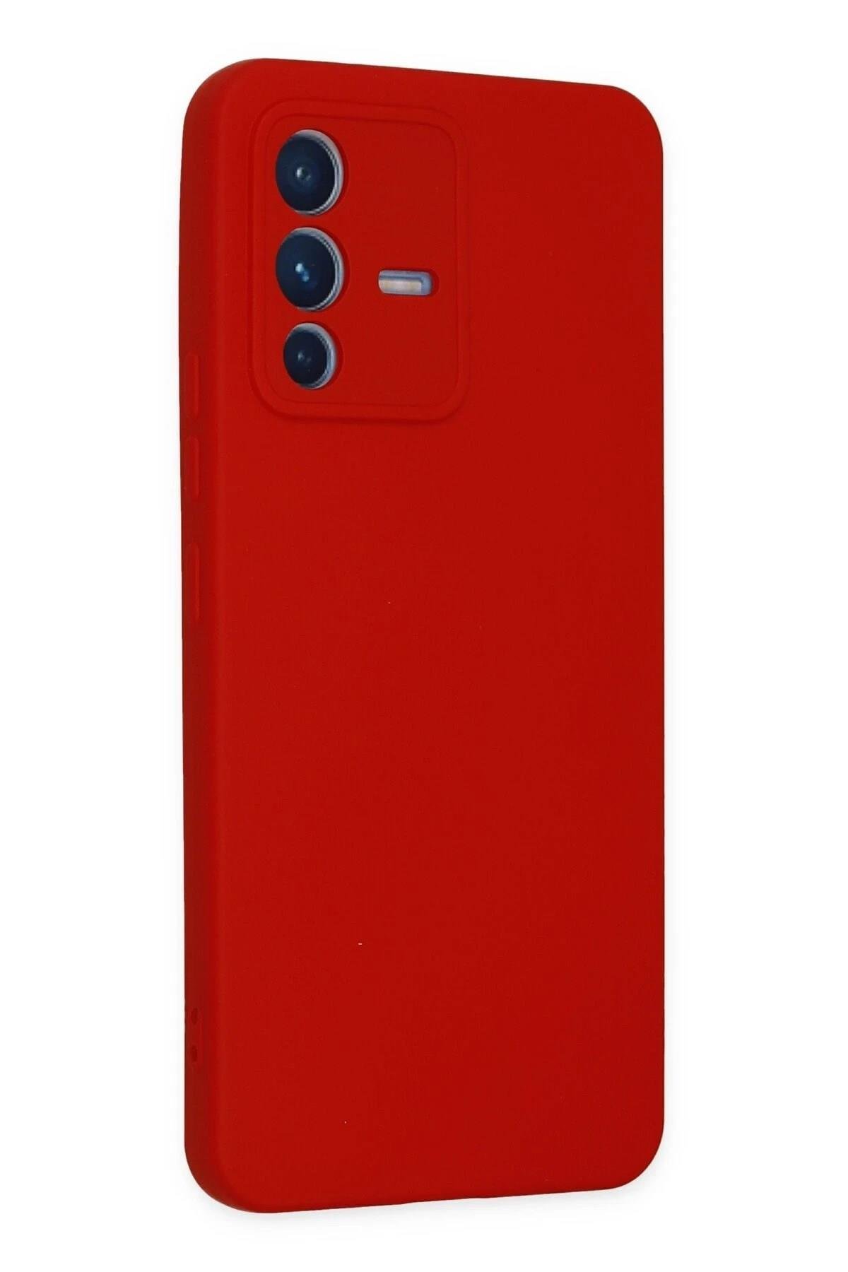 Mey İthalat®  Vivo V23 5G Kılıf Nano içi Kadife Silikon - Kırmızı