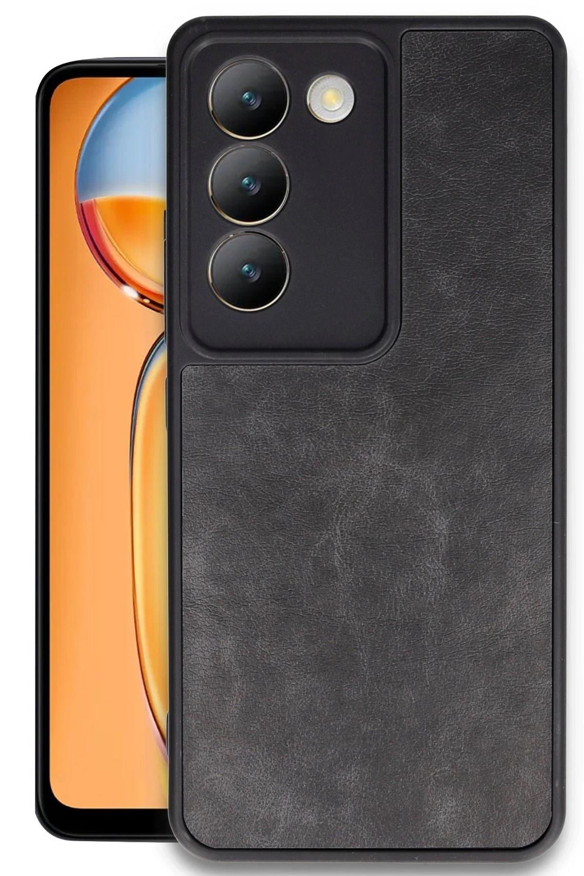 Mey İthalat®  Vivo V30 Lite 4G Kılıf Aras Deri Kapak - Siyah