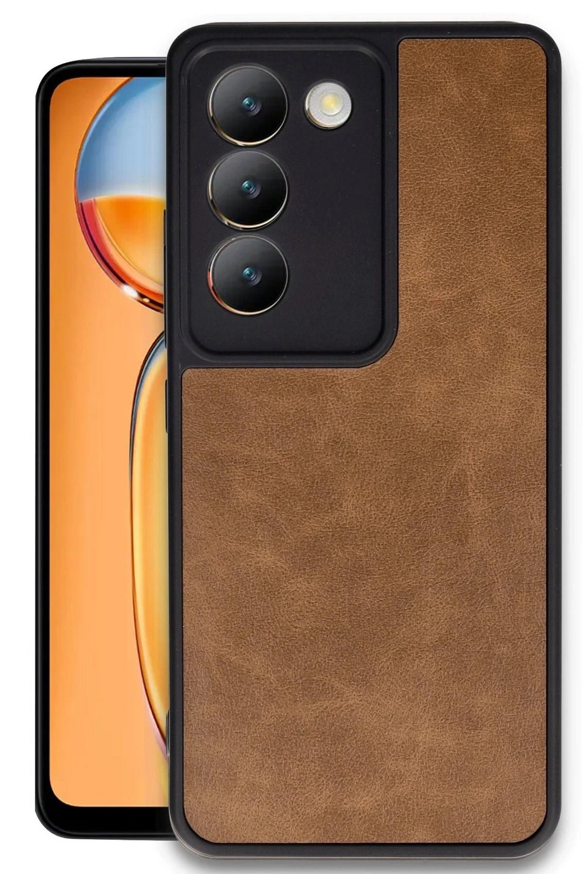 Mey İthalat®  Vivo V30 Lite 4G Kılıf Aras Deri Kapak - Taba