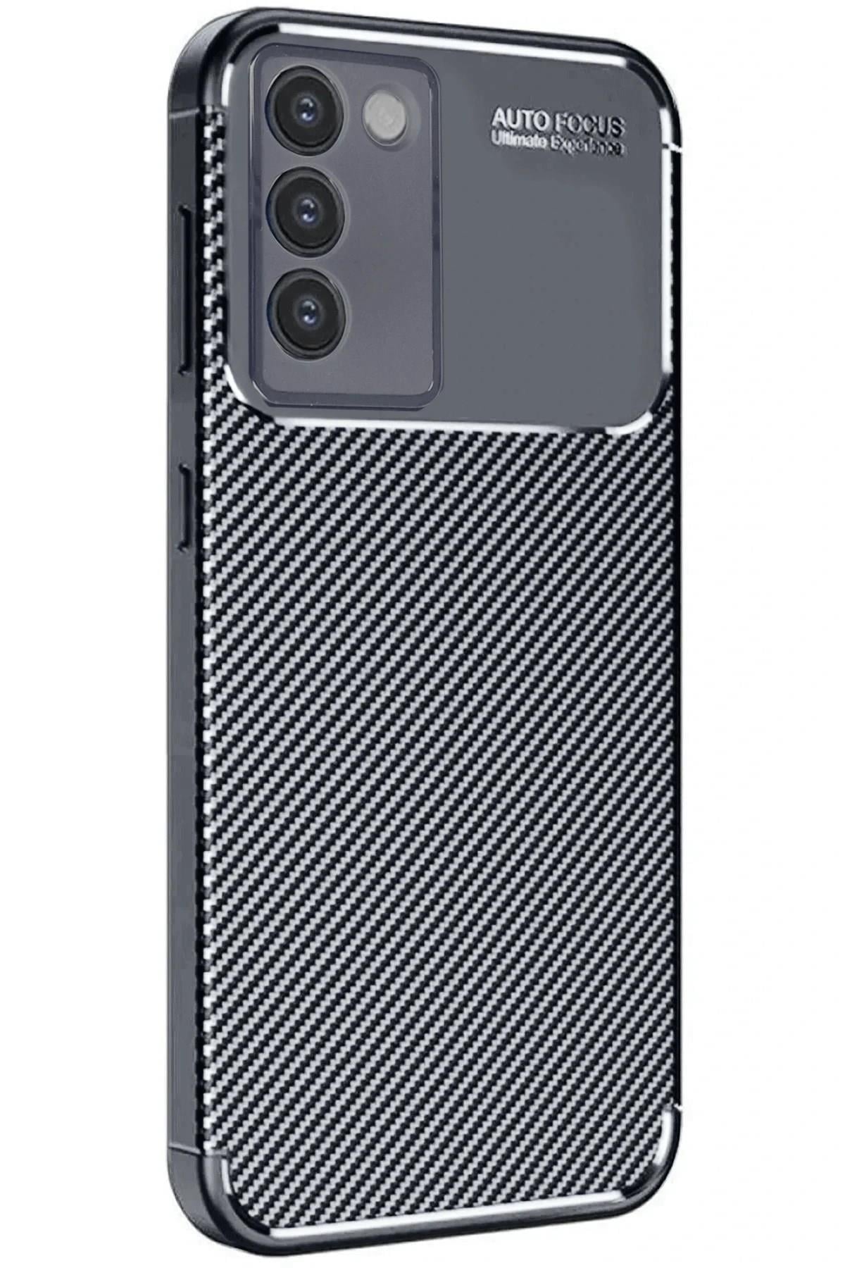 Mey İthalat®  Vivo V30 Lite 4G Kılıf Auto Focus Karbon Kapak - Siyah