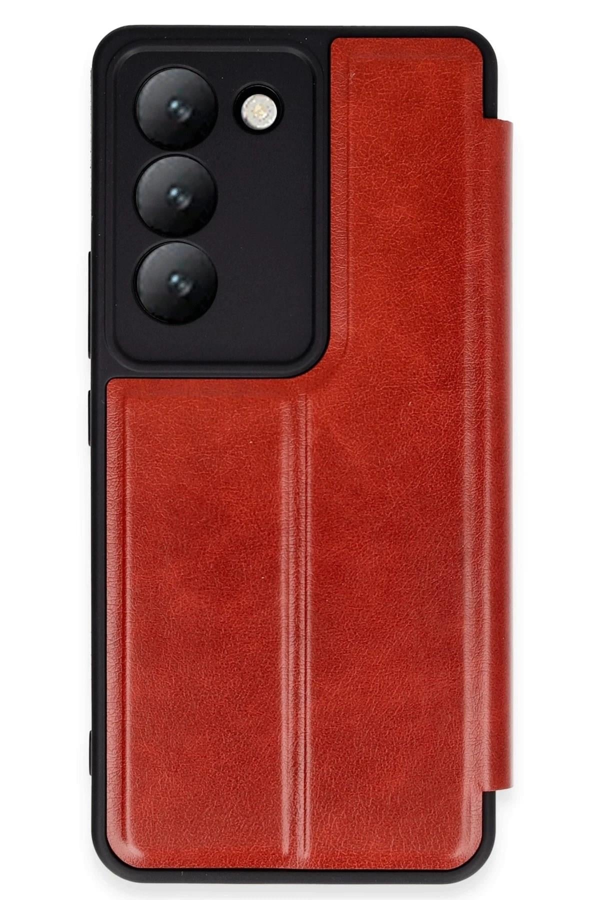 Mey İthalat®  Vivo V30 Lite 4G Kılıf Flip Cover - Kırmızı