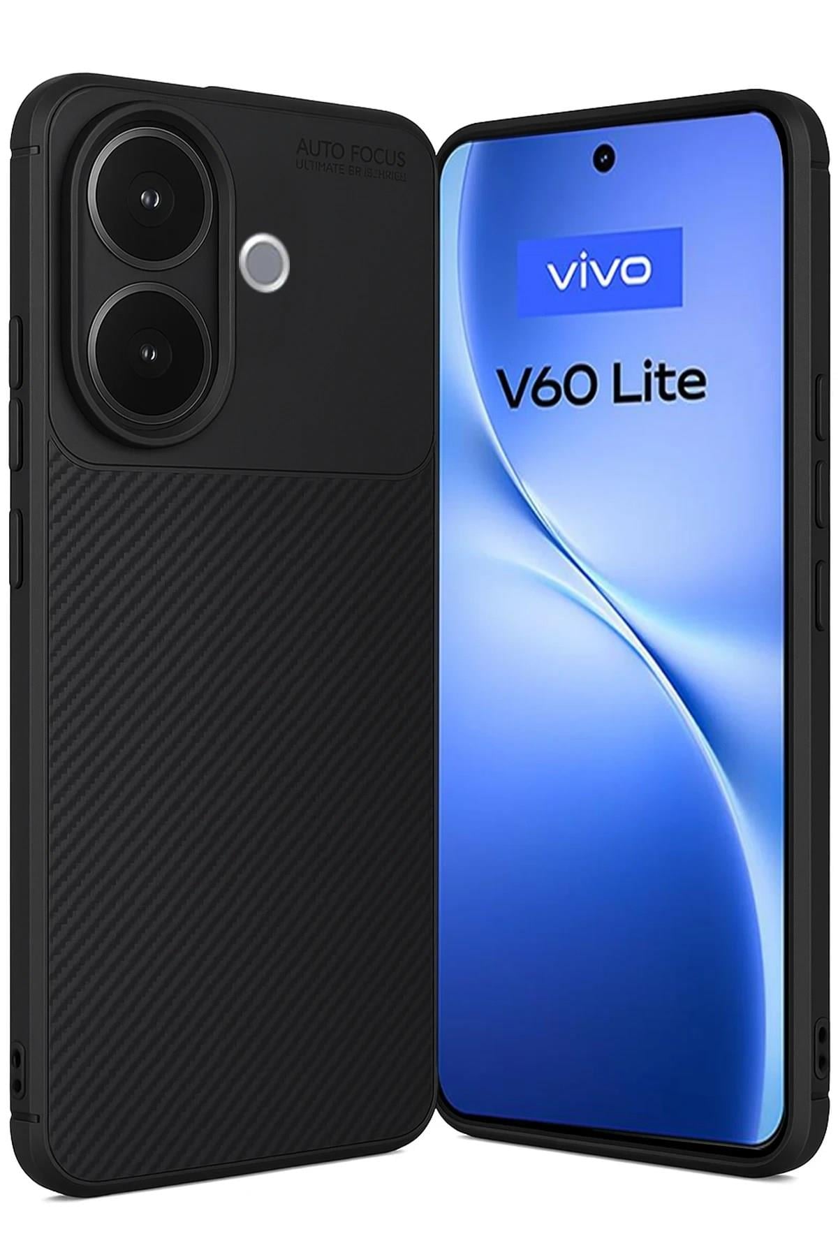 Mey İthalat®  Vivo V60 Lite Auto Focus Karbon Kapak - Siyah