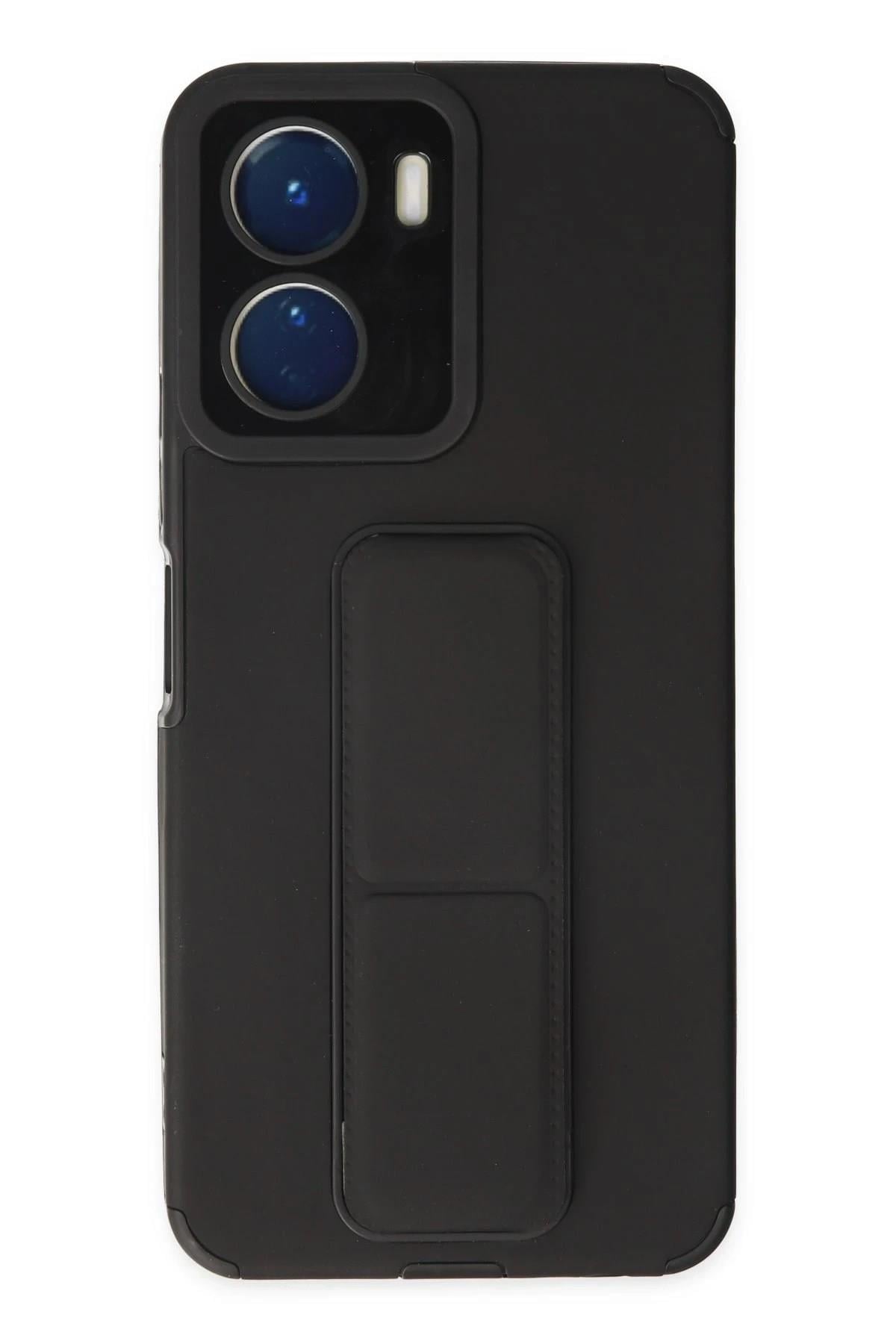 Mey İthalat®  Vivo Y16 Kılıf Mega Standlı Silikon - Siyah