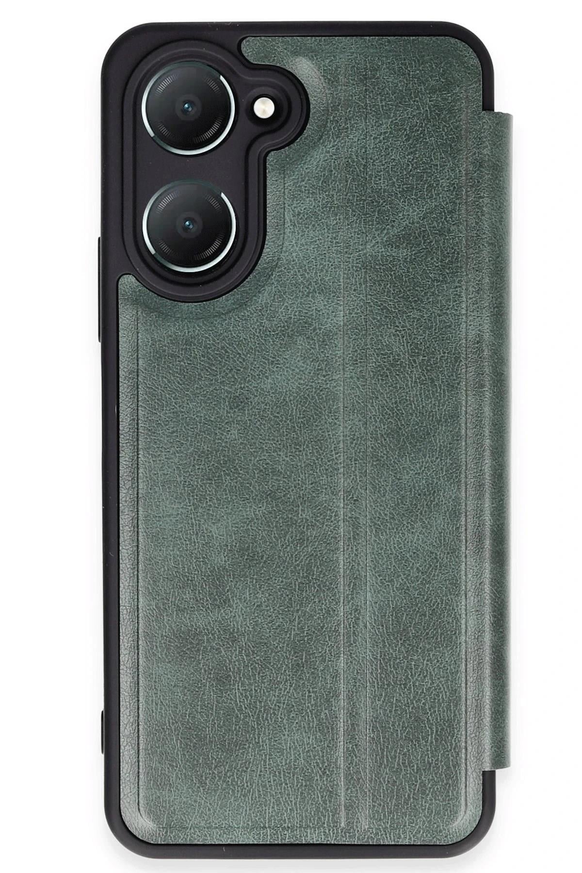 Mey İthalat®  Vivo Y18 Kılıf Flip Cover - Koyu Yeşil