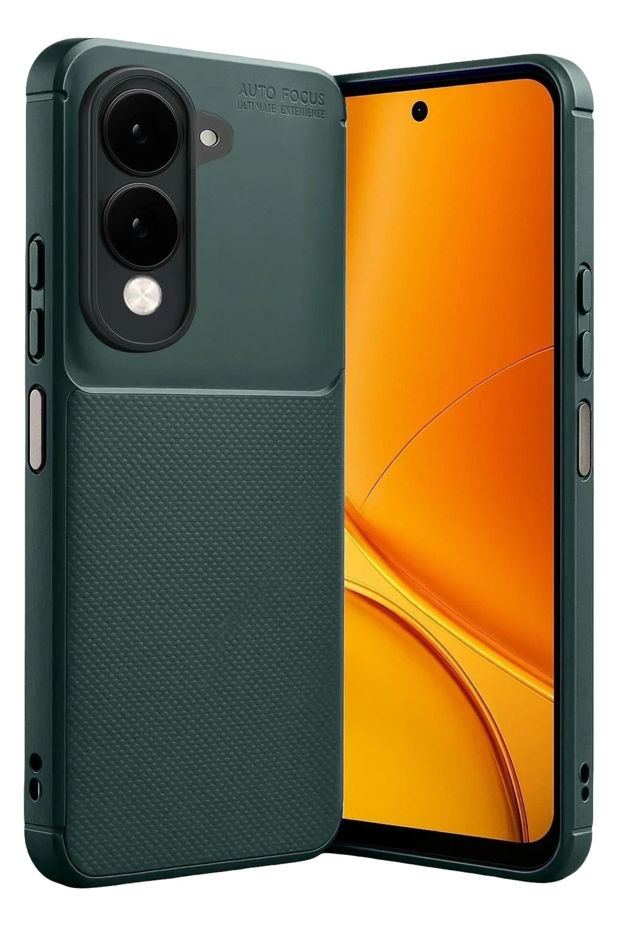 Mey İthalat®  Vivo Y29S Auto Focus Karbon Kapak - Koyu Yeşil