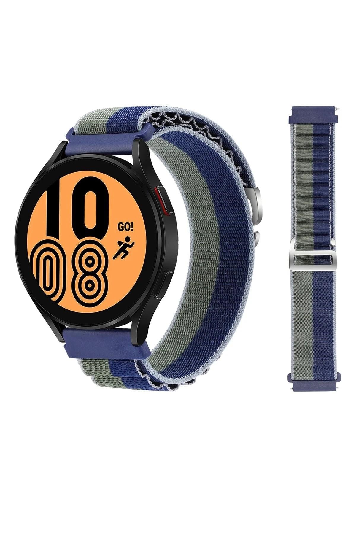 Mey İthalat®  Watch 20mm KR410 Kumaş Kordon - Lacivert-Yeşil