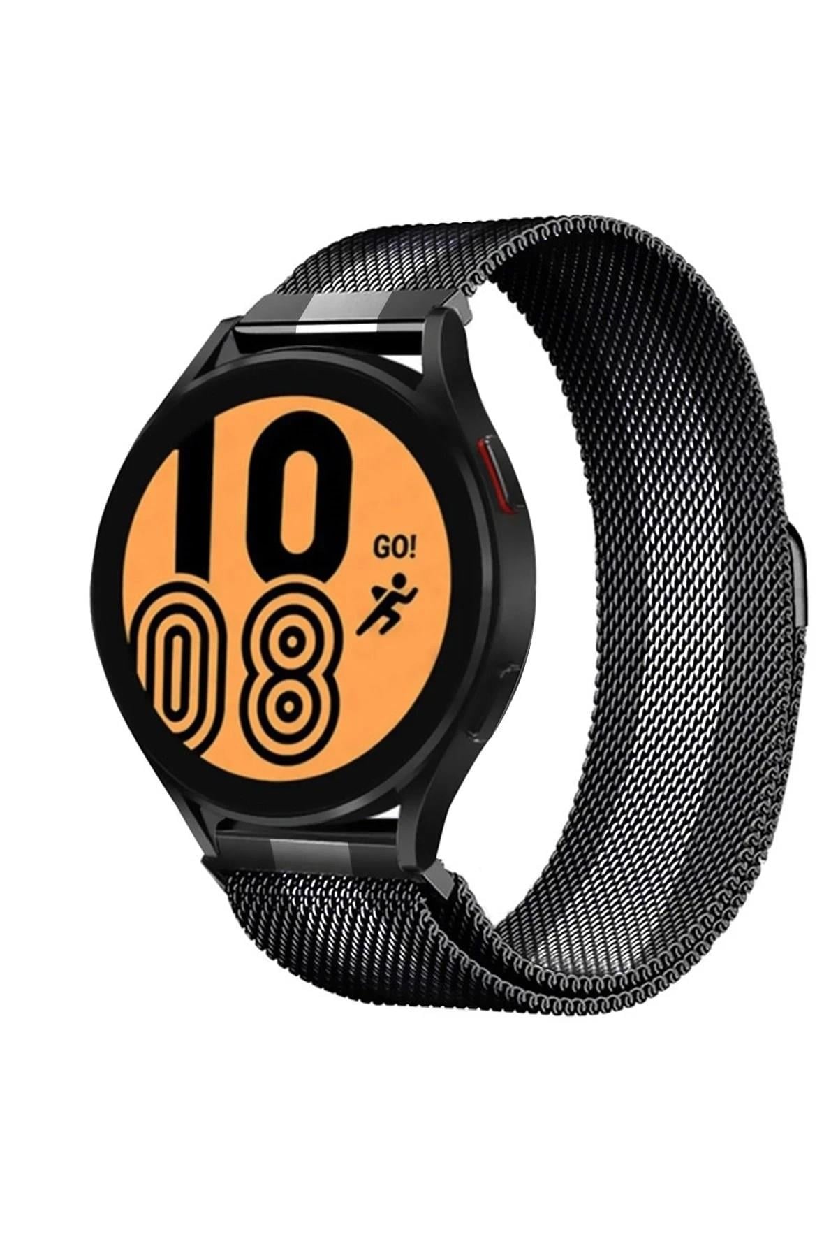 Mey İthalat®  Watch 20mm Metal Mıknatıslı Kordon - Siyah-Beyaz