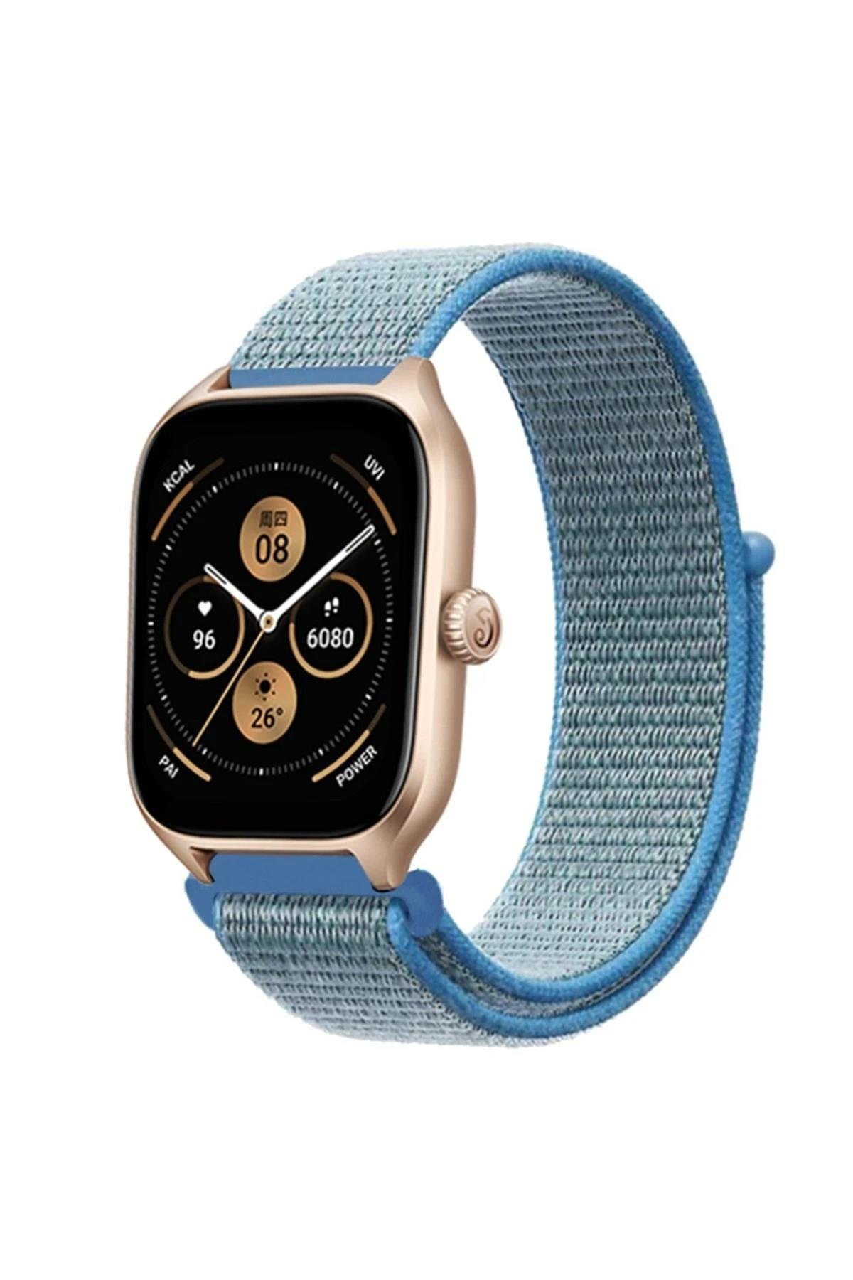 Mey İthalat®  Watch 22mm Hasırlı Cırtcırtlı Kordon - Turkuaz