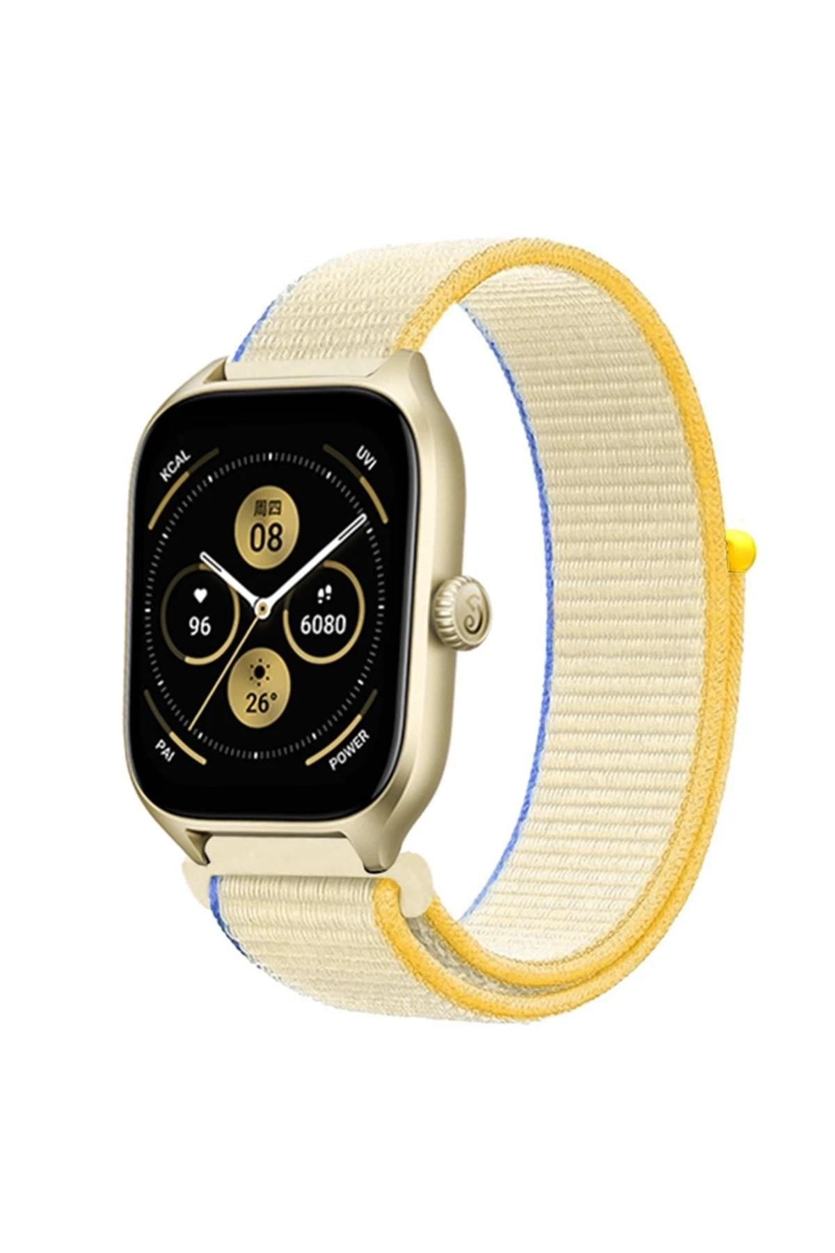 Mey İthalat®  Watch 22mm Hasırlı Cırtcırtlı Kordon - Beyaz