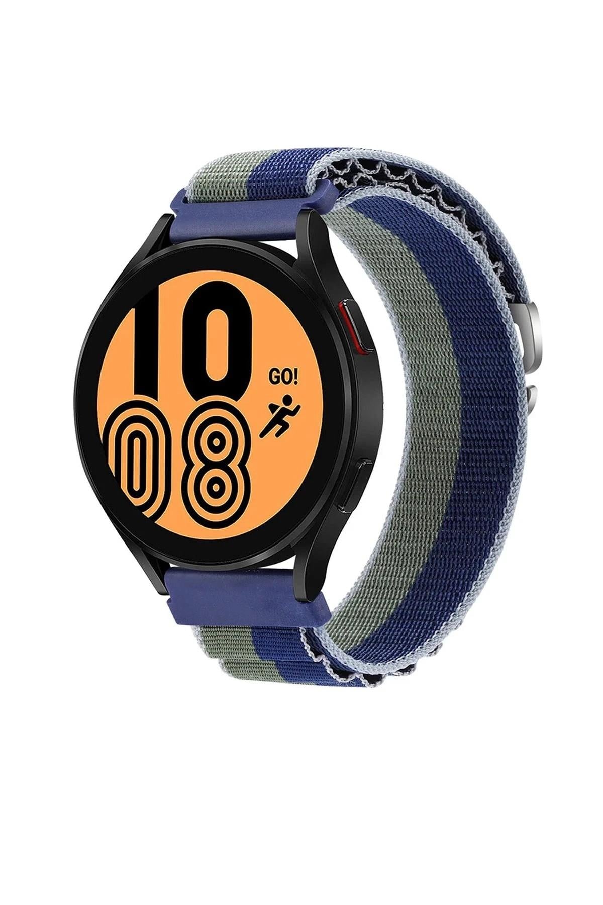 Mey İthalat®  Watch 22mm KR410 Kumaş Kordon - Lacivert-Yeşil