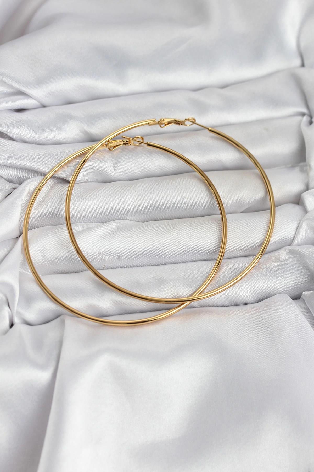 Mey İthalat® 316L Çelik Gold Renk 75 mm Halka Küpe