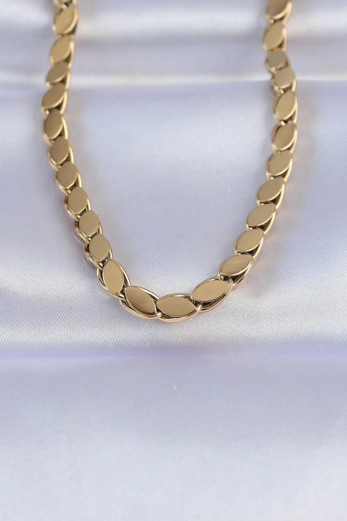 Mey İthalat® 316L Çelik Gold Renk Arpa Model Kolye