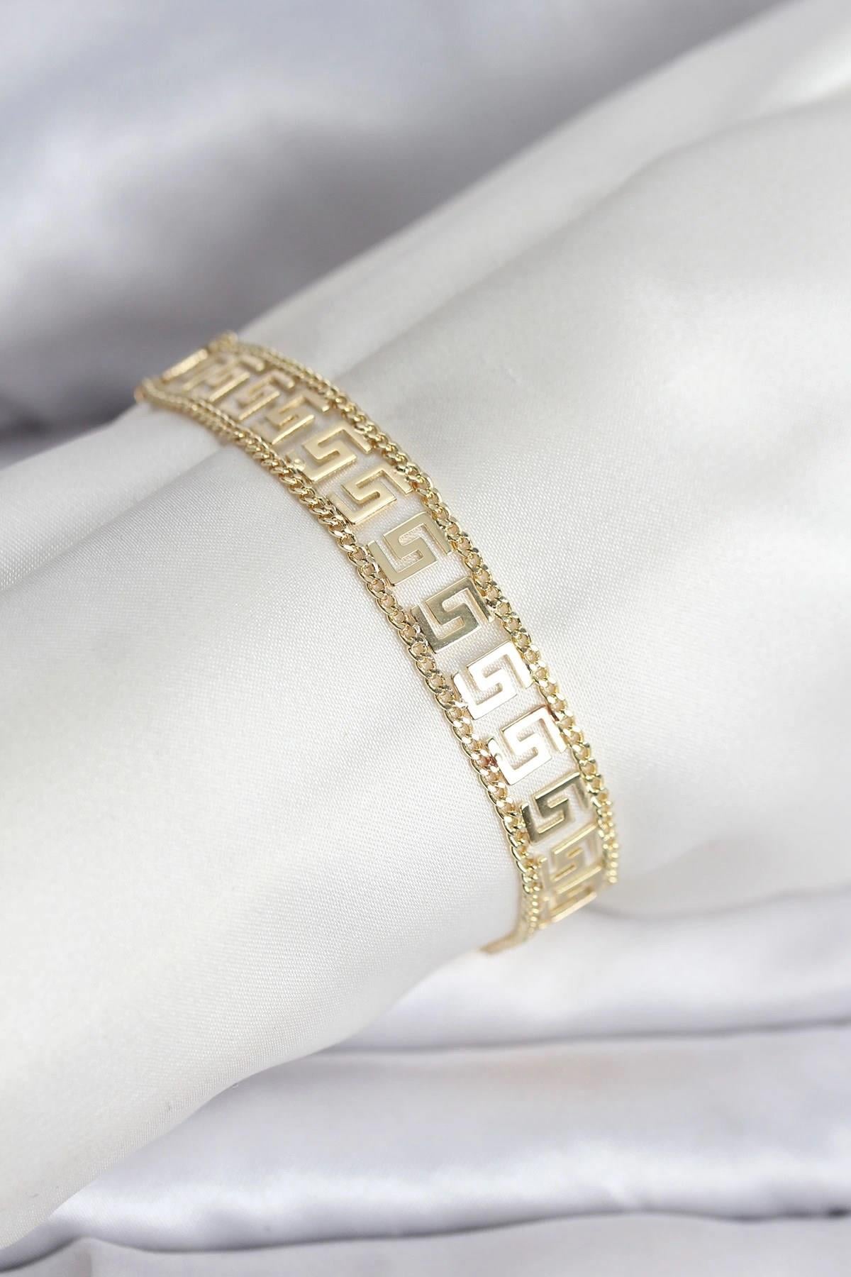 Mey İthalat® 316L Çelik Gold Renk Labirent Model Kadın Bileklik