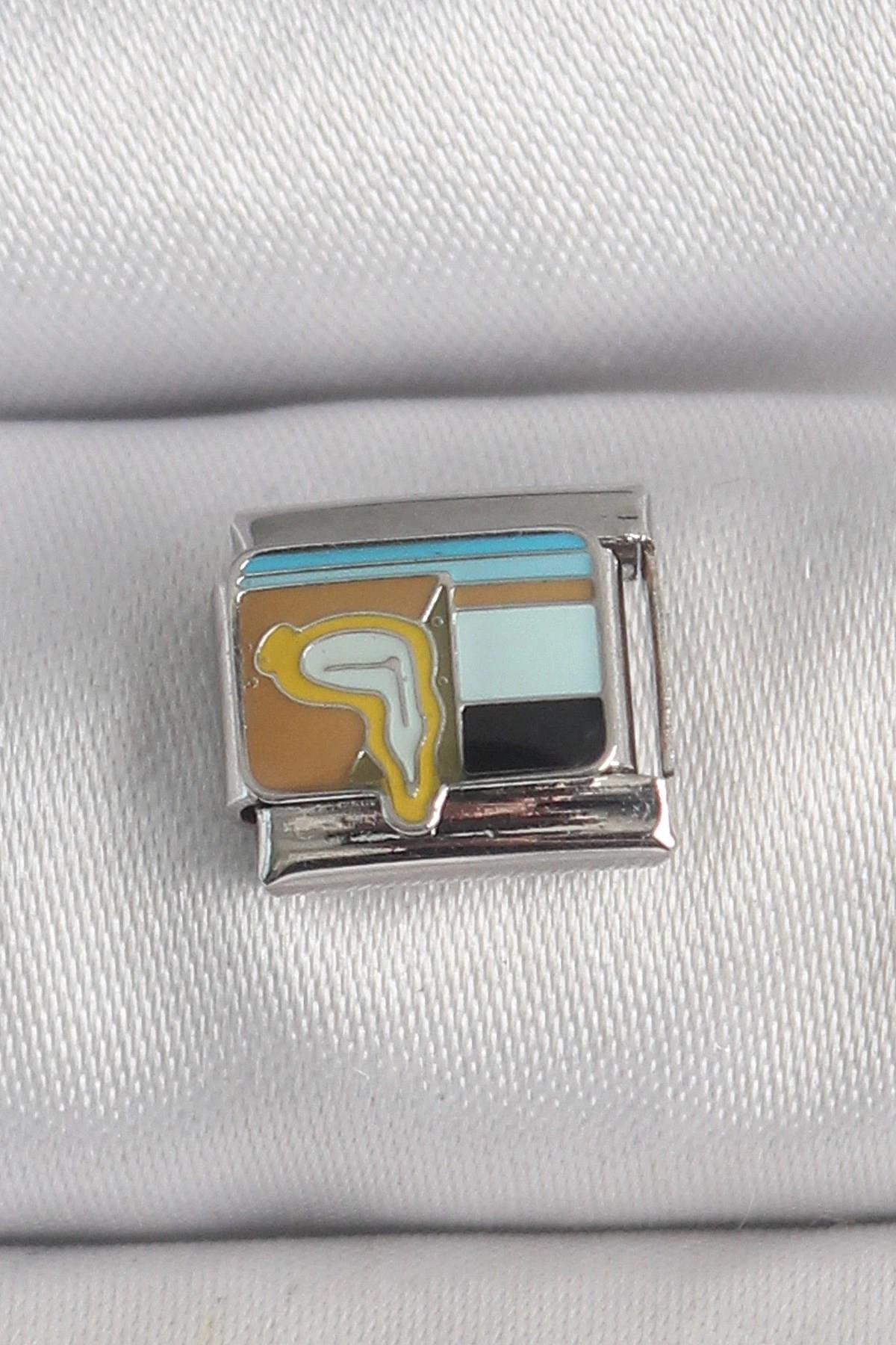 Mey İthalat® 316L Çelik Gümüş Renk Renkli Portre Model Nomination Charm