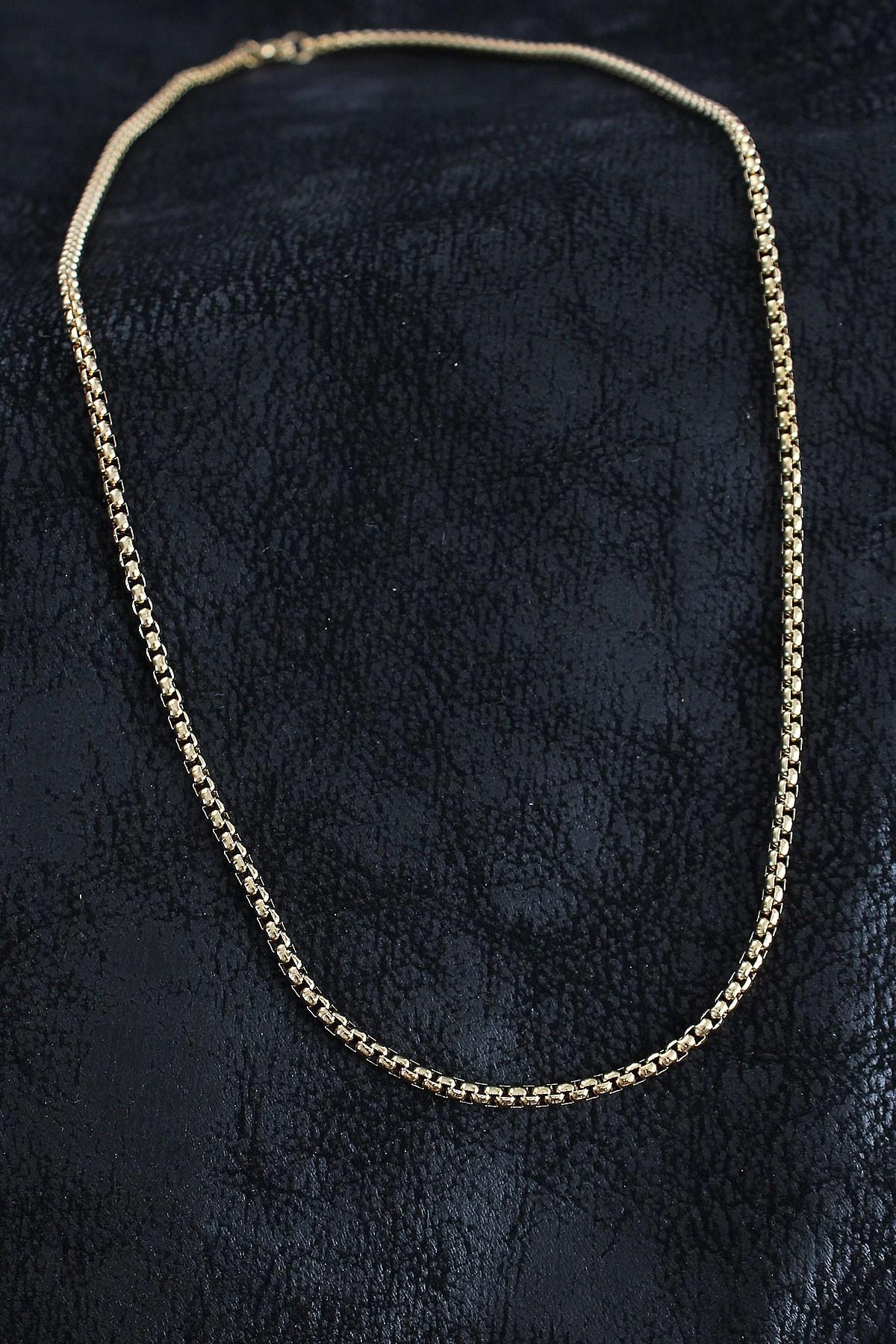 Mey İthalat® 316L Çelik Örme Zincir Model Gold Renk Erkek Kolye