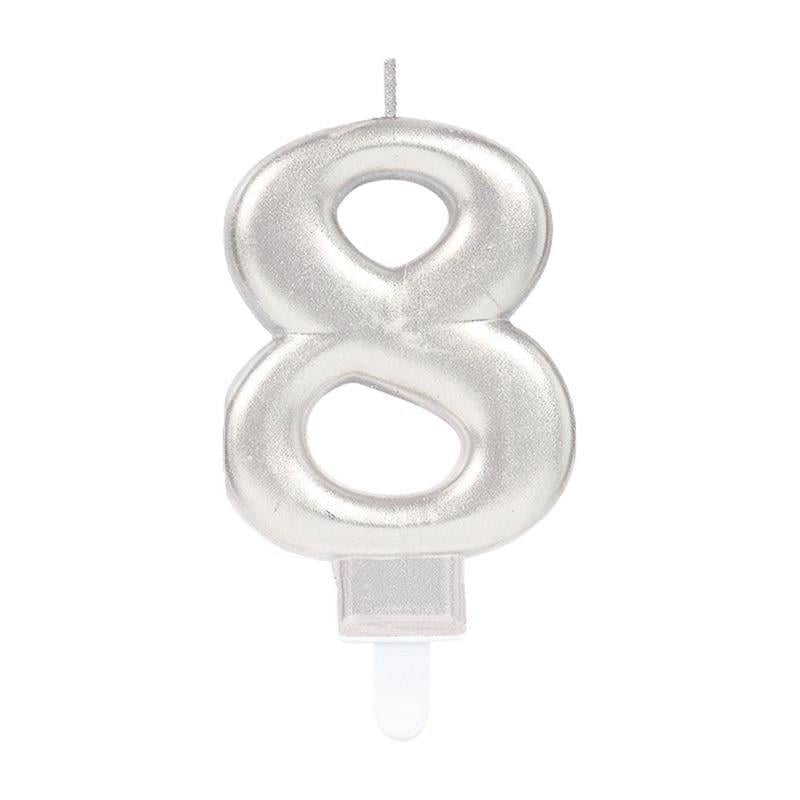 Mey İthalat® 8 Rakam Mum Gümüş Renk