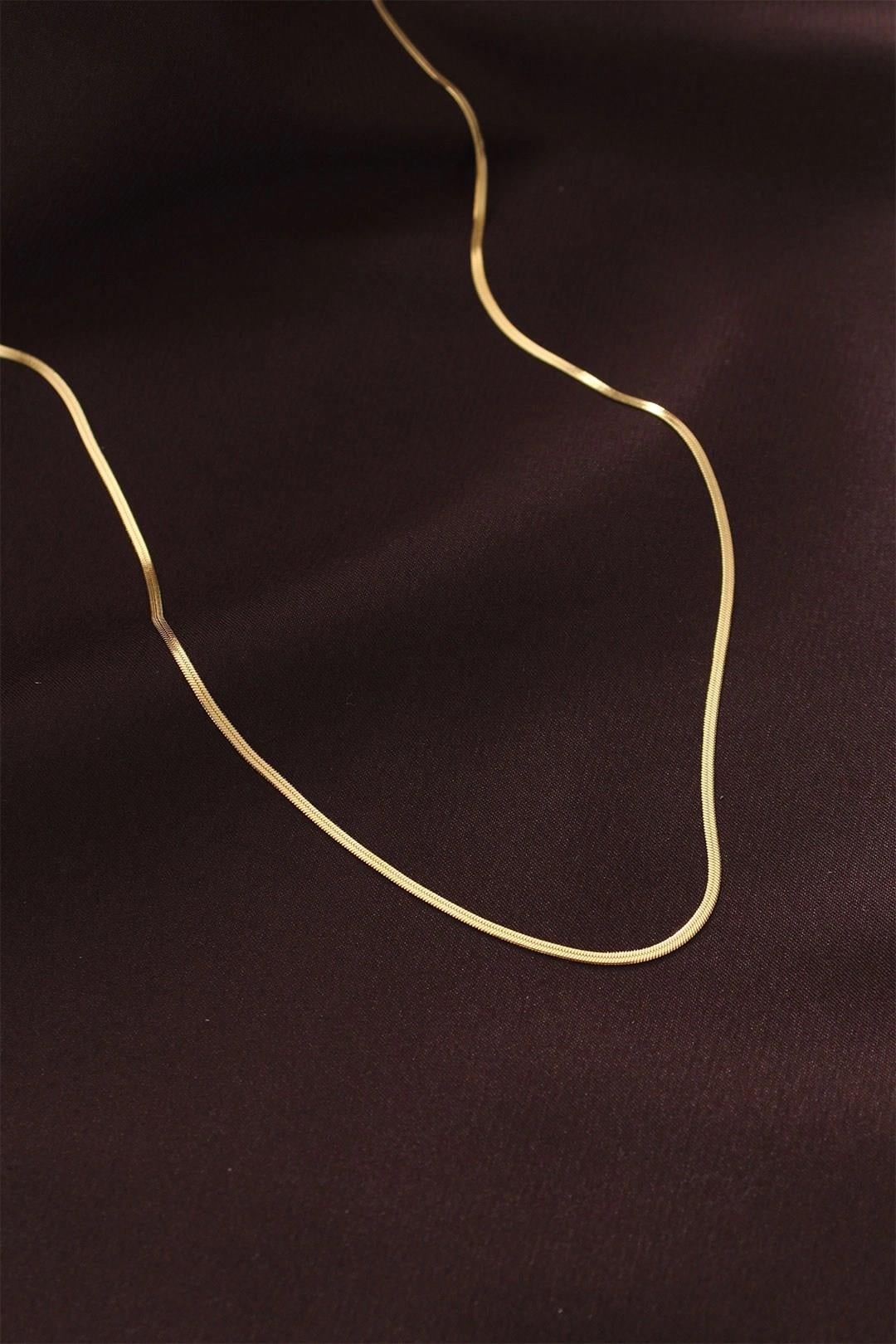 Mey İthalat® Çelik Gold Renk 60 cm İnce İtalyan Zincir Kolye