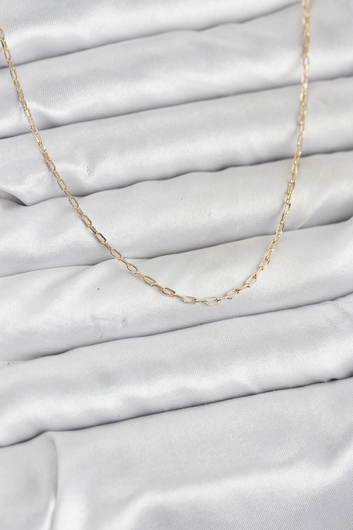 Mey İthalat® CM 14K Gold Renk Ataç Zincir Model 60 cm Kadın Kolye