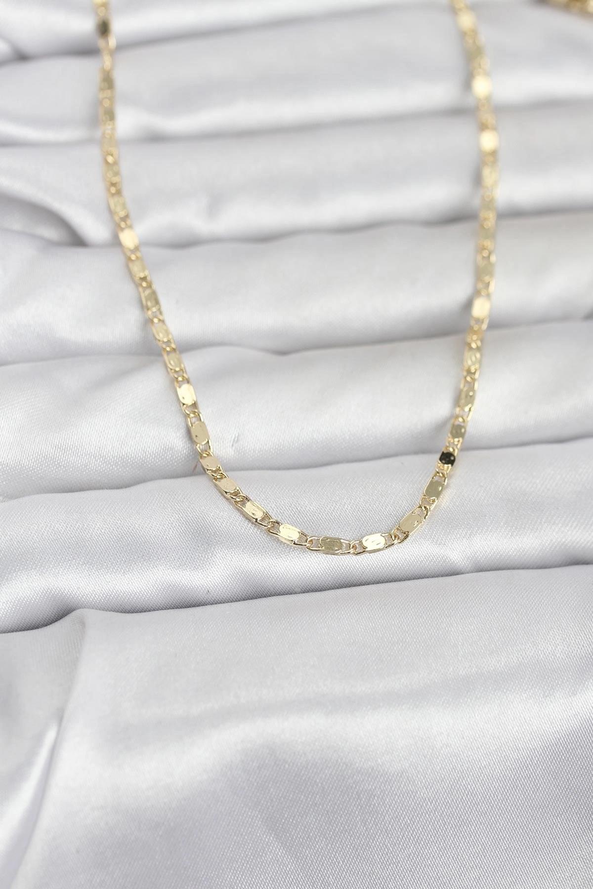 Mey İthalat® CM 14K Gold Renk Ezme Zincir 60 cm Kadın Kolye