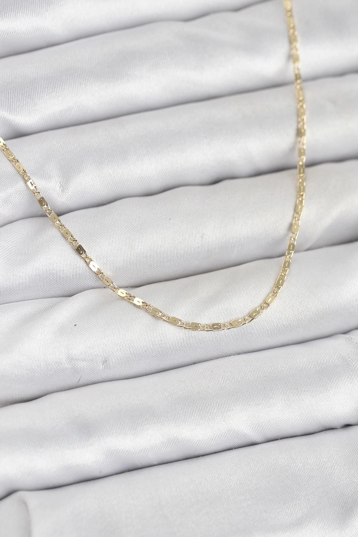 Mey İthalat® CM 14K Gold Renk Ezme Zincir Model 60 cm Kadın Kolye
