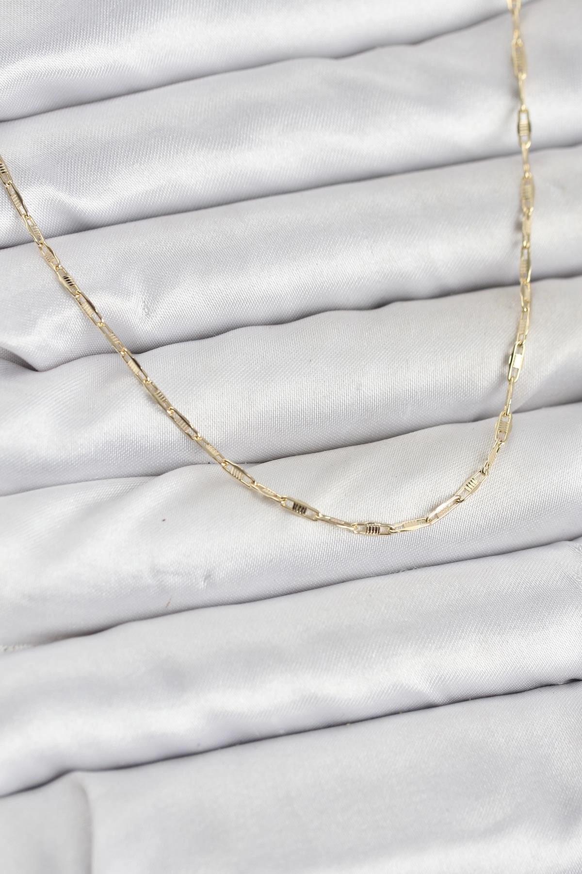 Mey İthalat® CM 14K Gold Renk Pirinç Ataç Zincir 60 cm Kadın Kolye